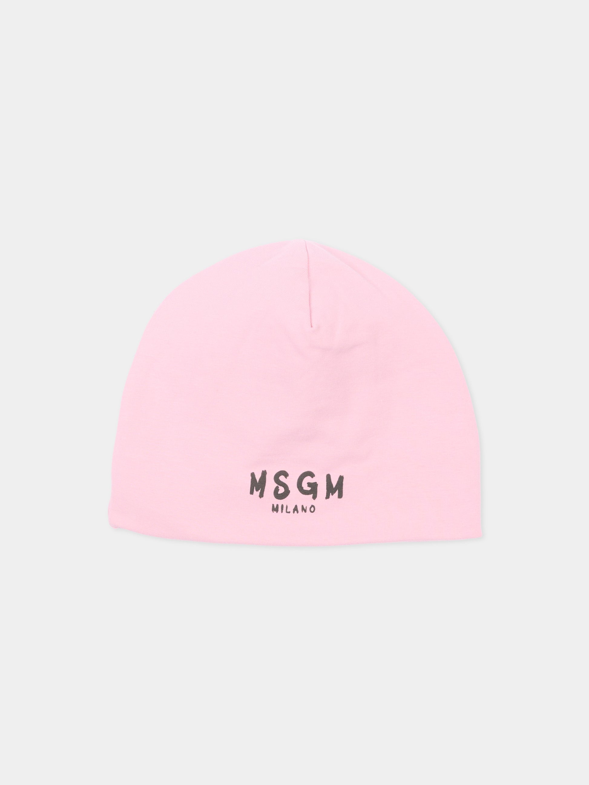 Berretto rosa per bambina con logo,Msgm Kids,F6MSJUHT184 MS090