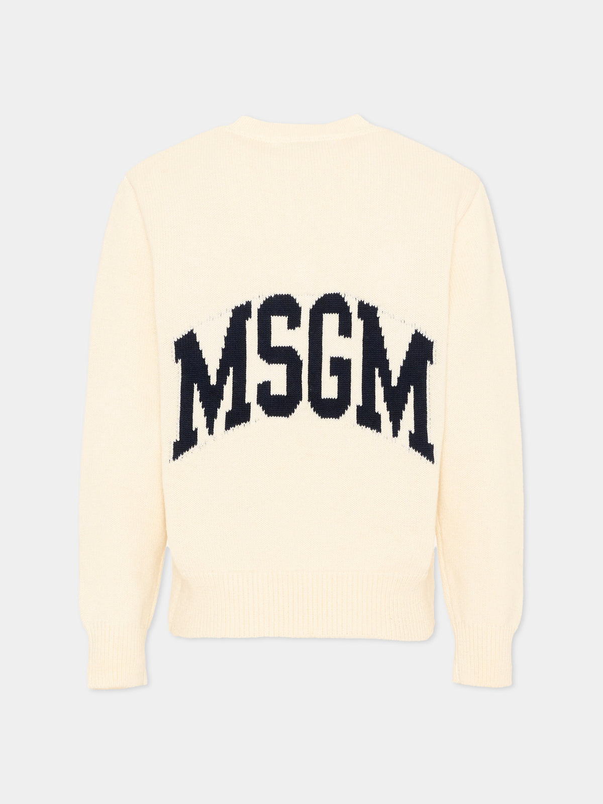 Maglione avorio per bambino con logo,Msgm Kids,F6MSJUJP028 013