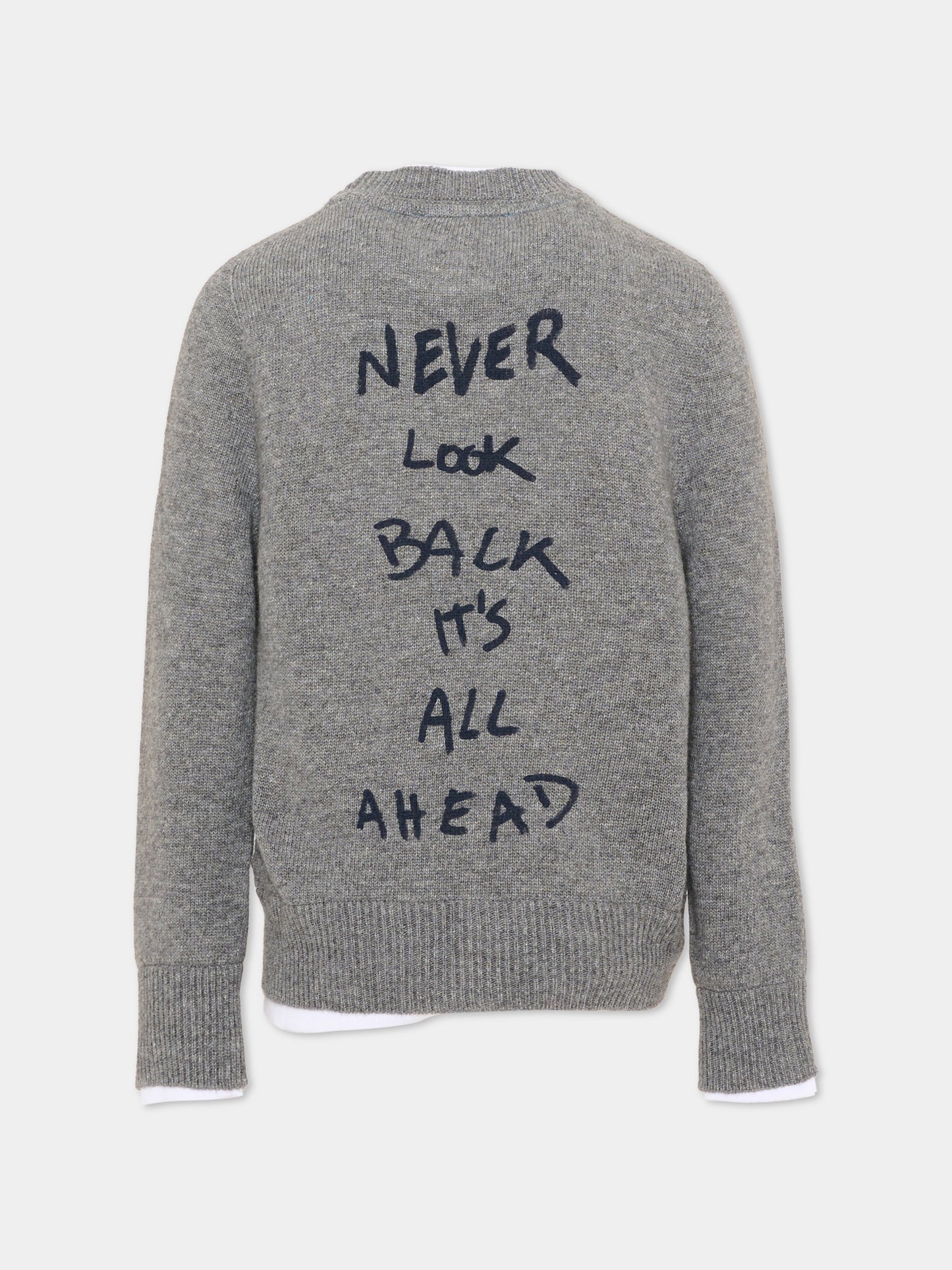 Maglione grigio per bambino con scritta,Msgm Kids,F6MSJUJP189 271