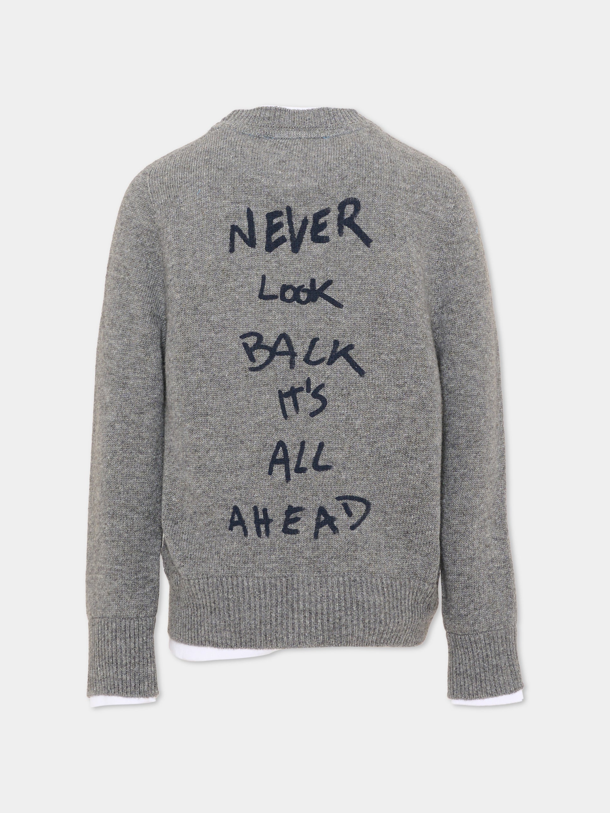 Maglione grigio per bambino con scritta,Msgm Kids,F6MSJUJP189 271
