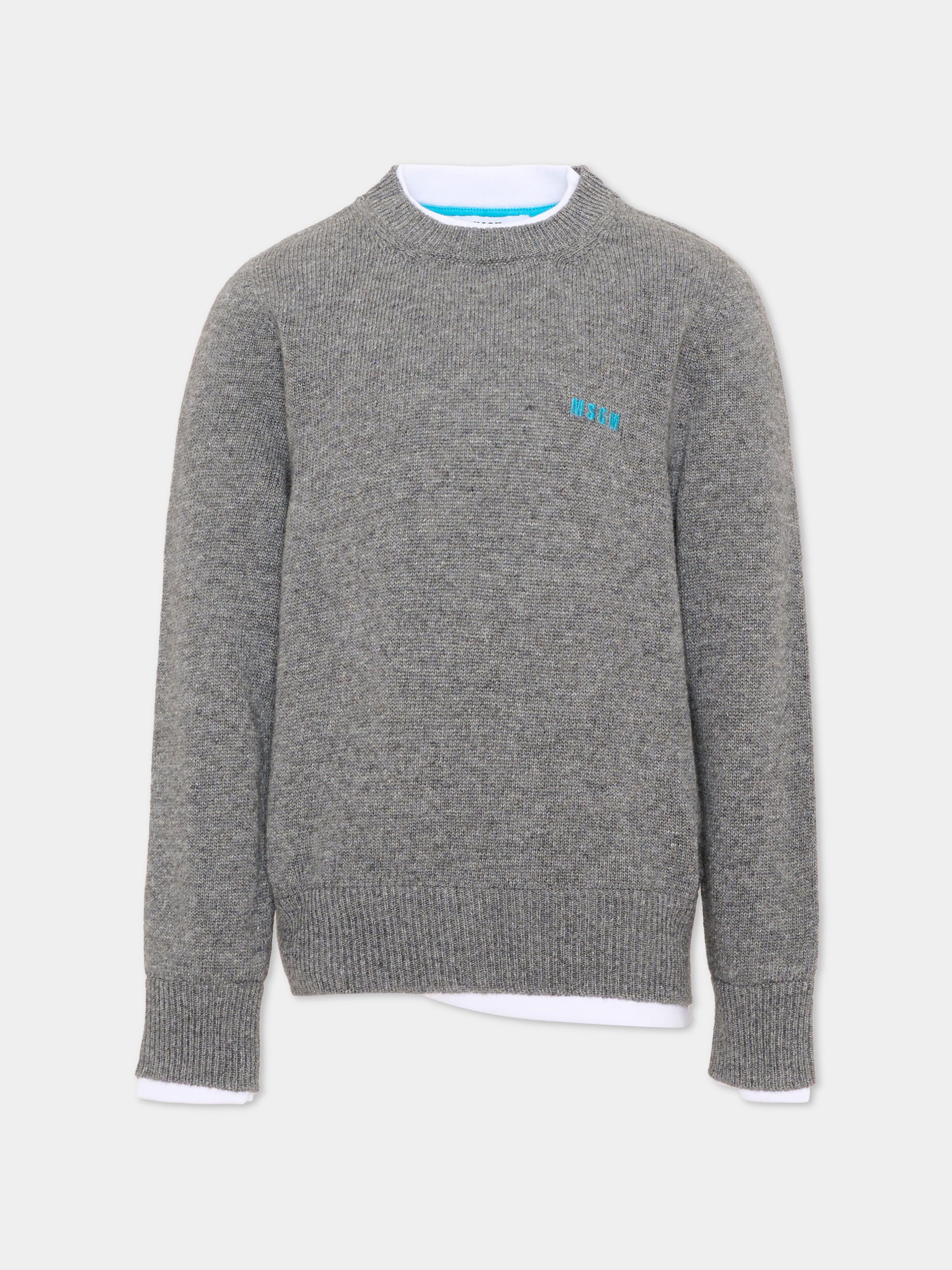 Maglione grigio per bambino con scritta,Msgm Kids,F6MSJUJP189 271