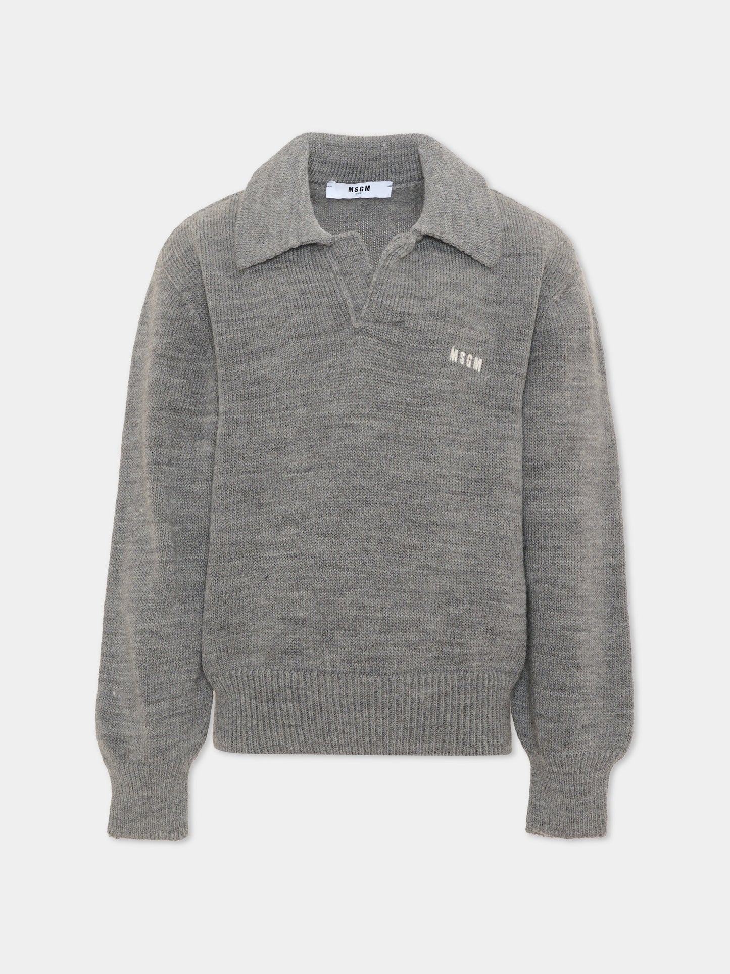 Maglione grigio per bambini con logo,Msgm Kids,F6MSJUJP326 271