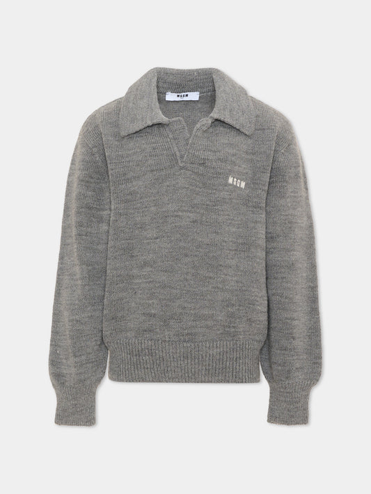 Maglione grigio per bambini con logo,Msgm Kids,F6MSJUJP326 271