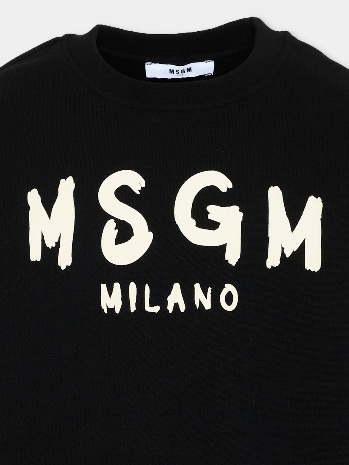 Felpa nera per bambini con logo,Msgm Kids,F6MSJUSW009 110