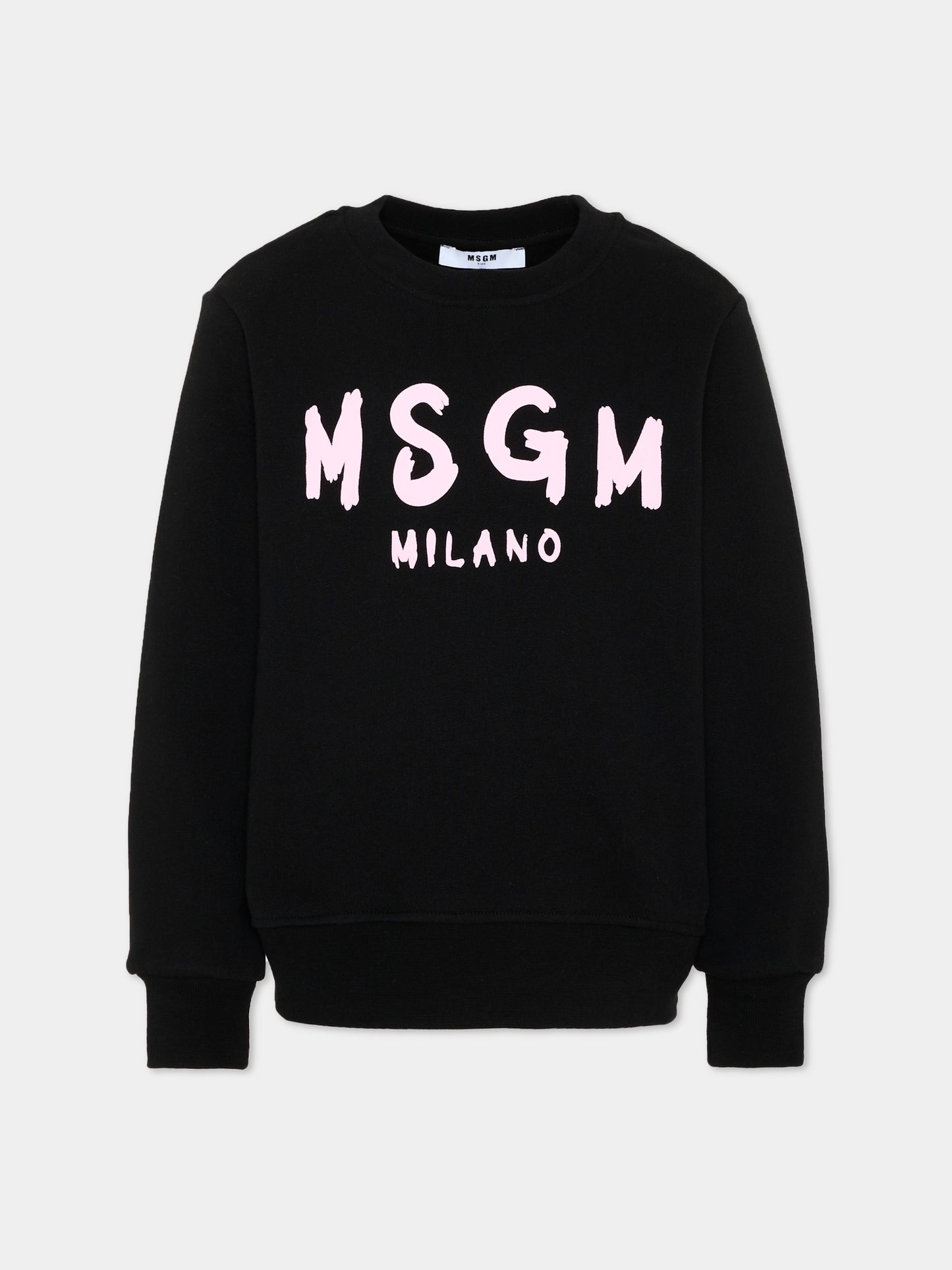Felpa nera per bambina con logo,Msgm Kids,F6MSJUSW009 MS092