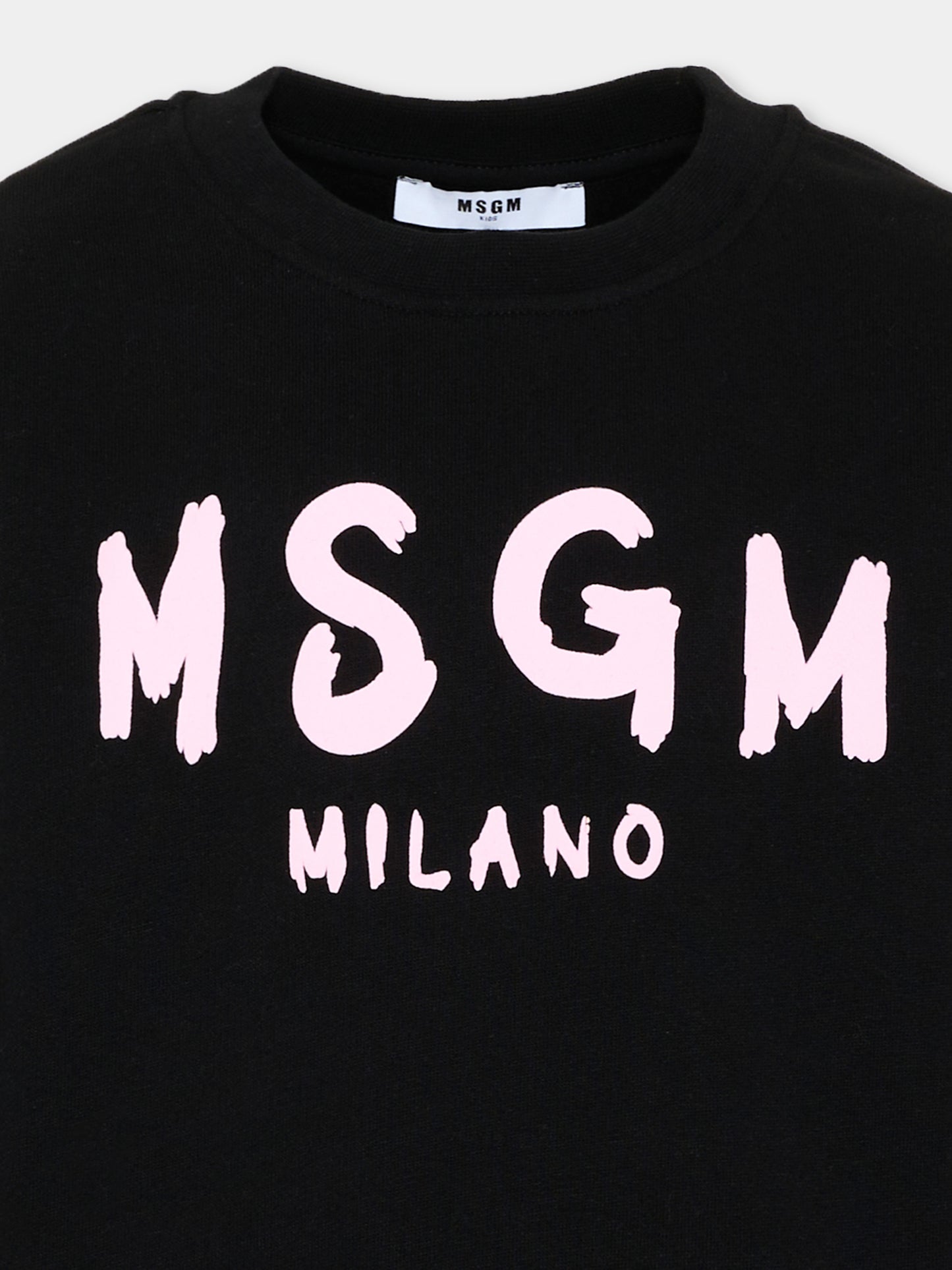 Felpa nera per bambina con logo,Msgm Kids,F6MSJUSW009 MS092