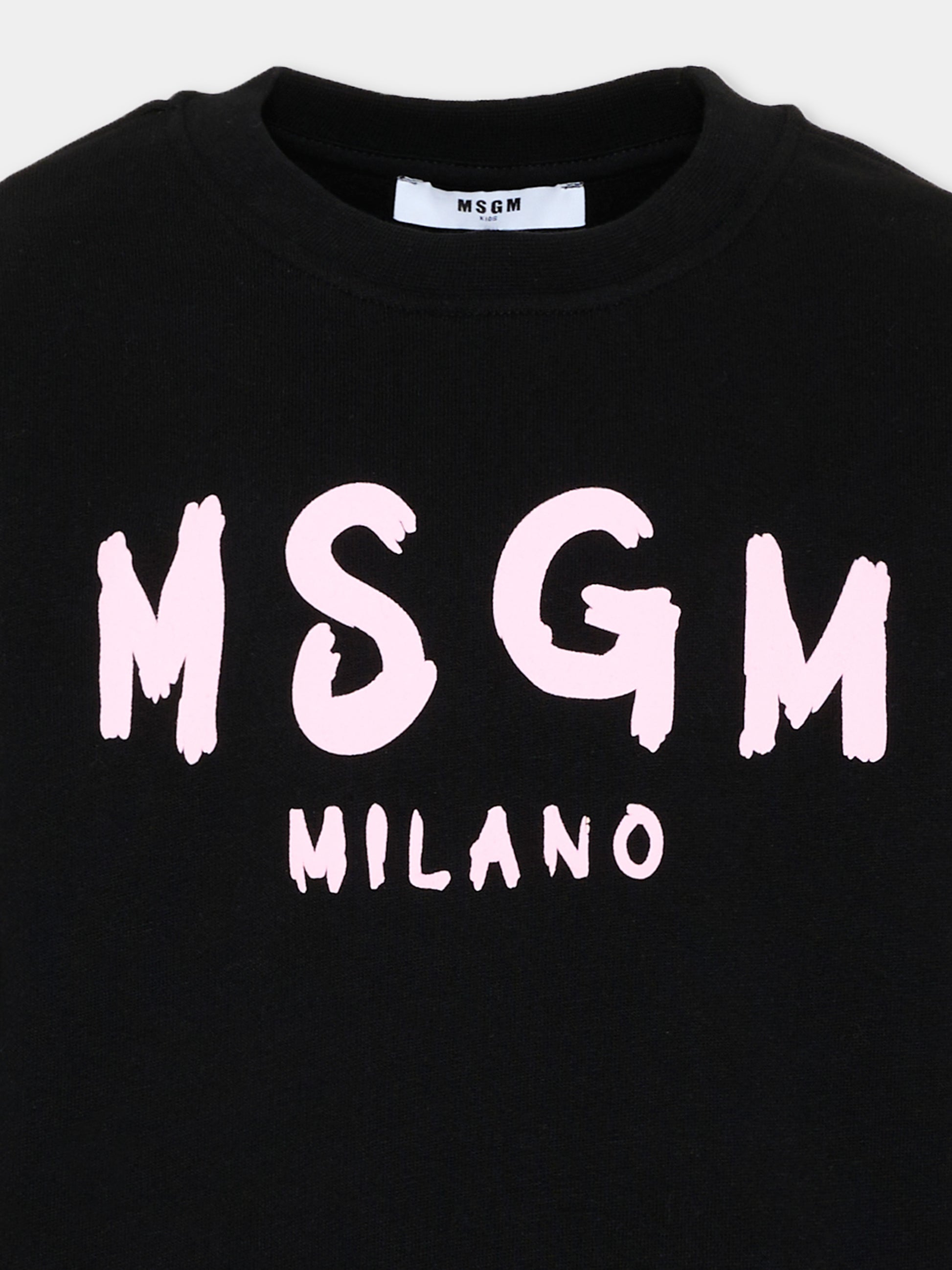 Felpa nera per bambina con logo,Msgm Kids,F6MSJUSW009 MS092