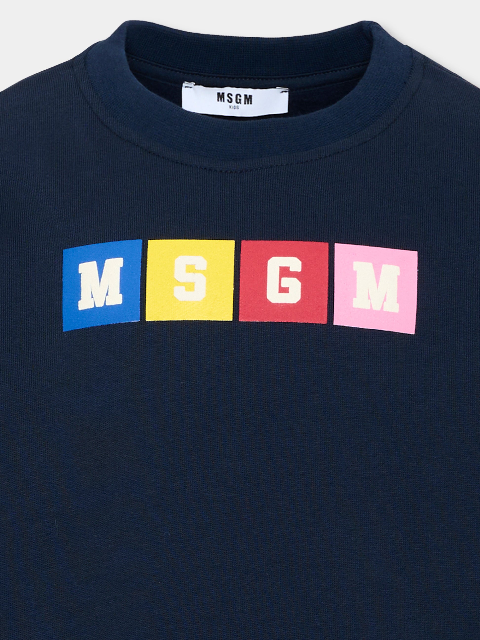 Felpa blu per bambini con logo,Msgm Kids,F6MSJUSW158 MS032