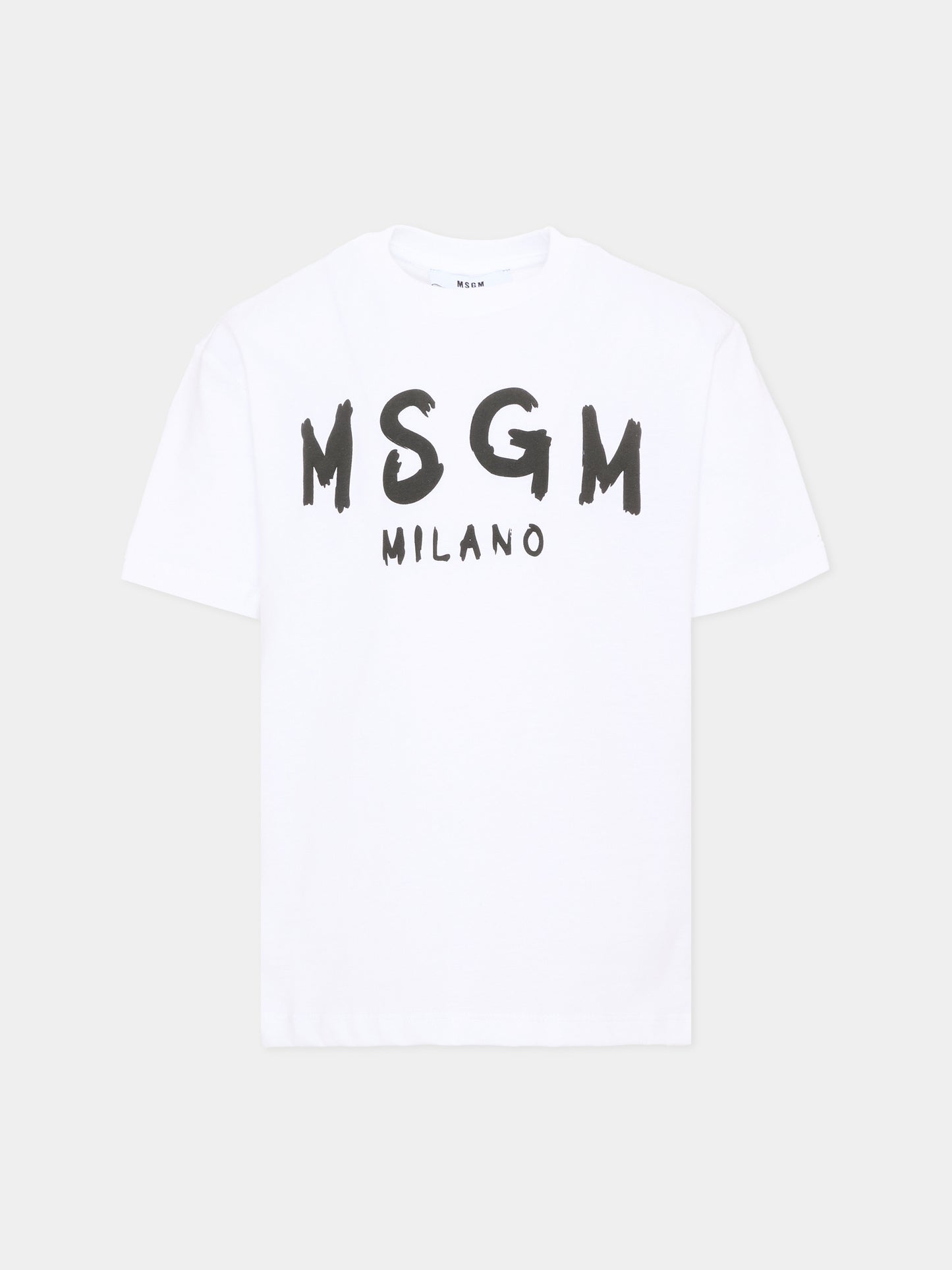 T-Shirt bianca per bambini con logo,Msgm Kids,F6MSJUTH010 001