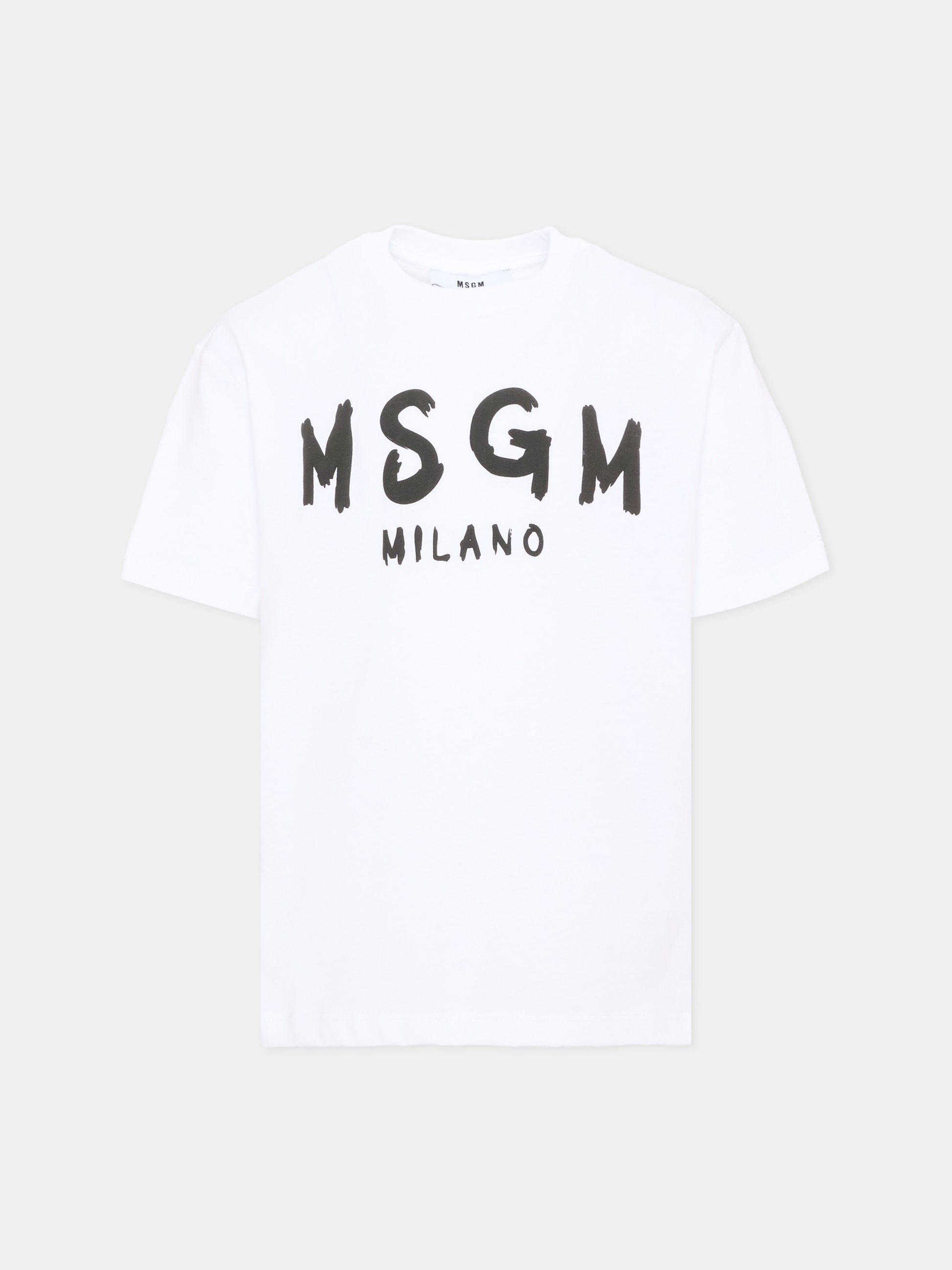 T-Shirt bianca per bambini con logo,Msgm Kids,F6MSJUTH010 001
