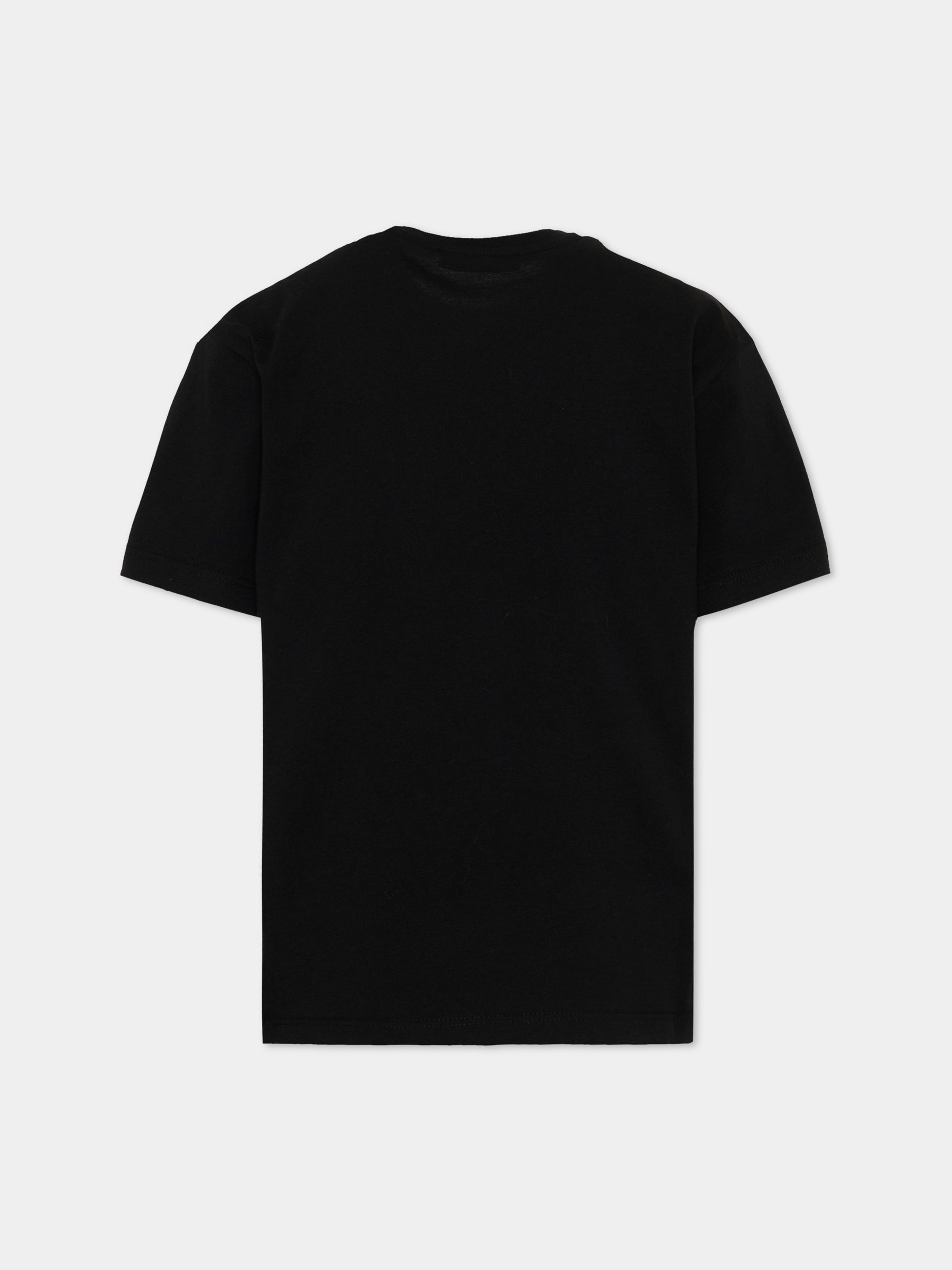 T-Shirt nera per bambini con logo,Msgm Kids,F6MSJUTH010 110