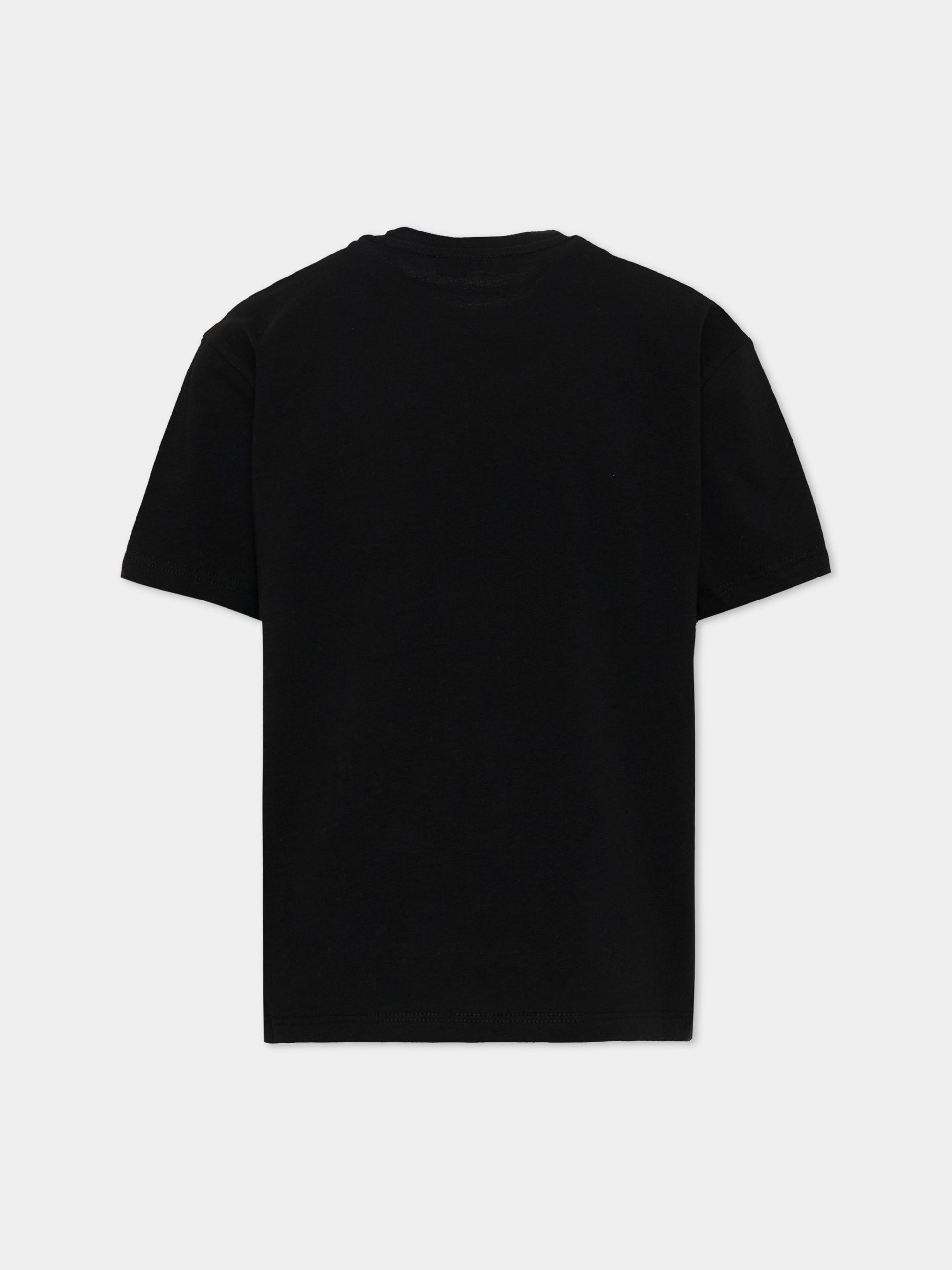 T-Shirt nera per bambina con logo,Msgm Kids,F6MSJUTH010 MS092