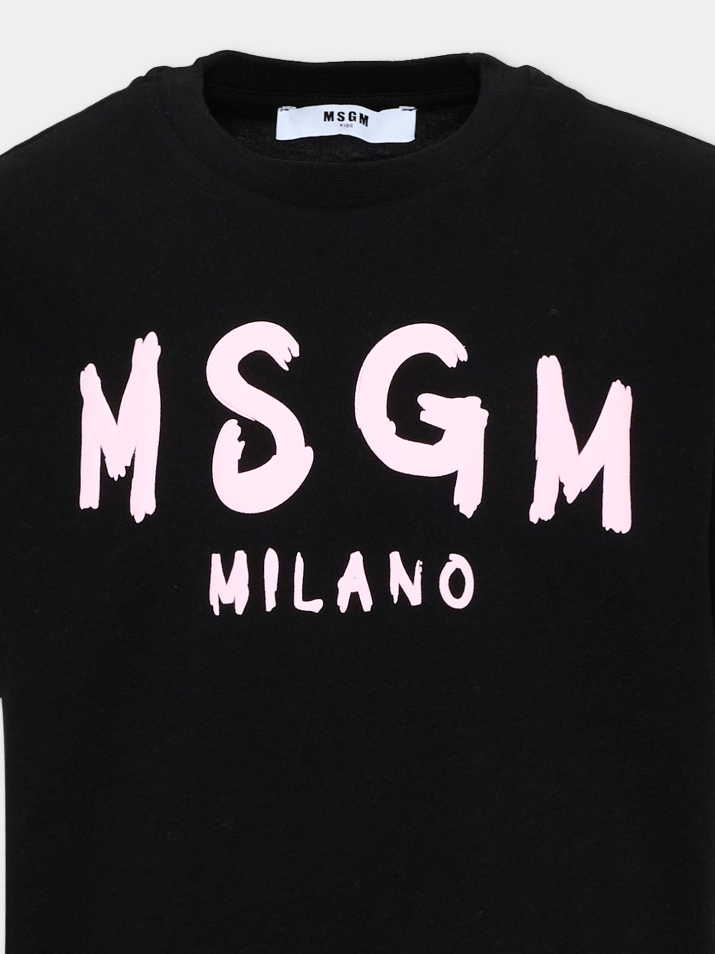 T-Shirt nera per bambina con logo,Msgm Kids,F6MSJUTH010 MS092