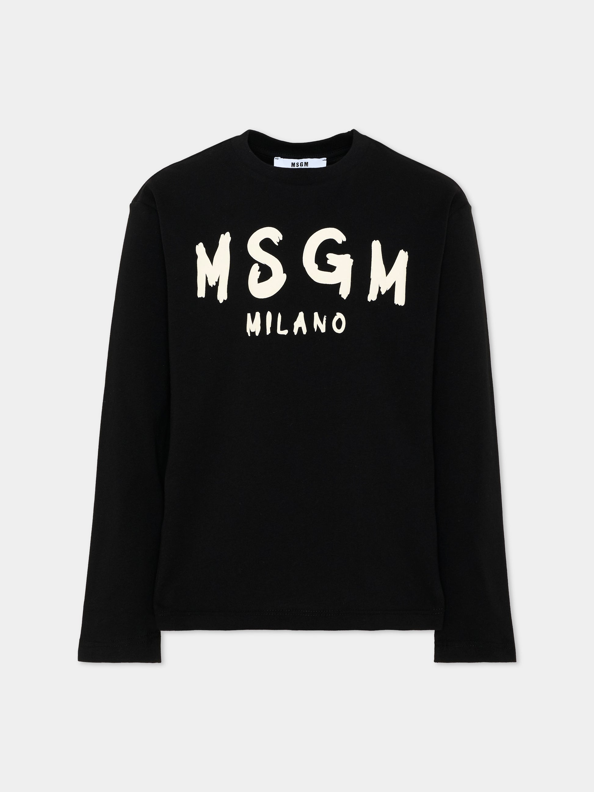 T-shirt nera per bambini con logo,Msgm Kids,F6MSJUTH012 110