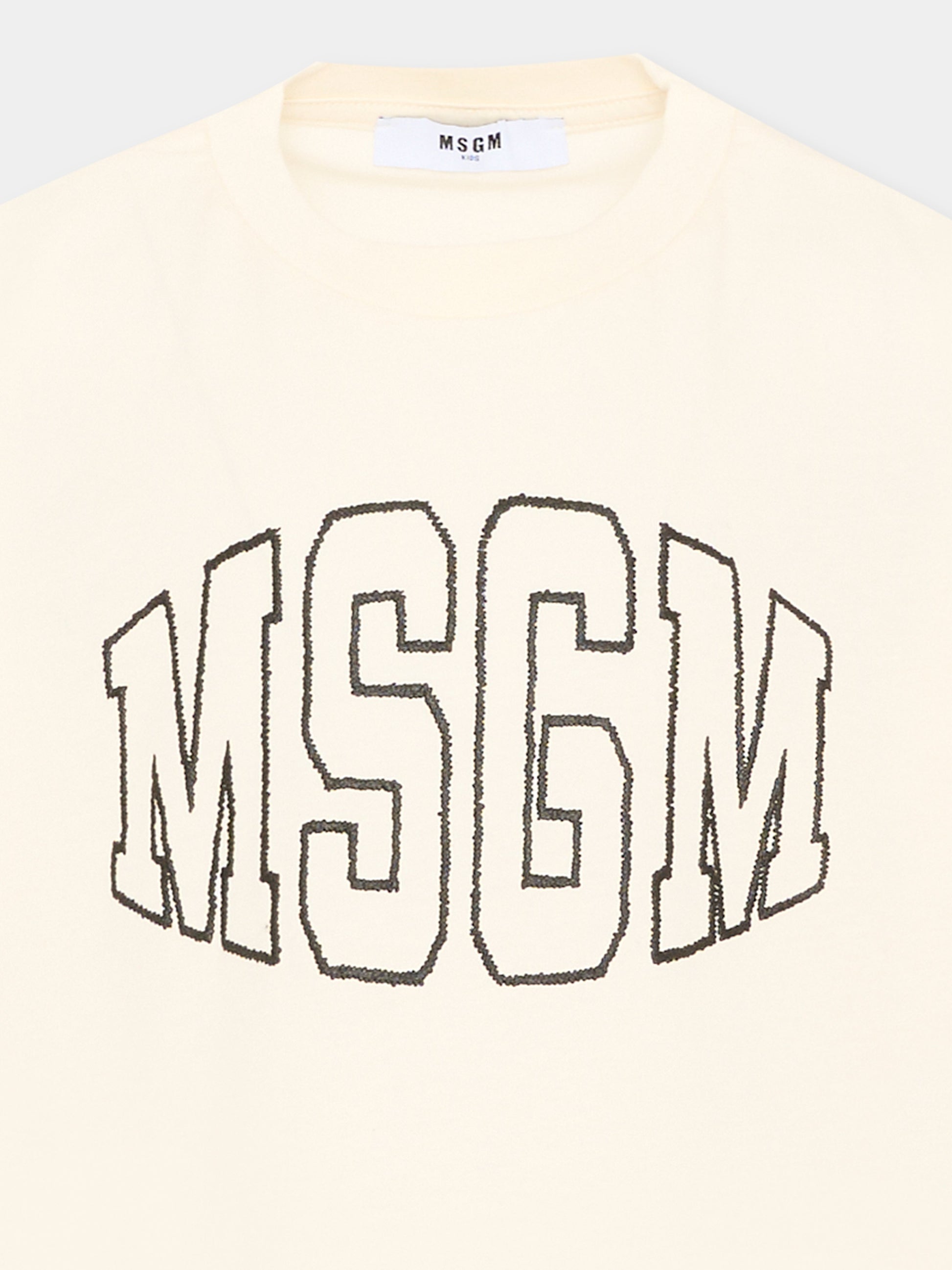 T-Shirt avorio con logo per bambini,Msgm Kids,F6MSJUTH038 013