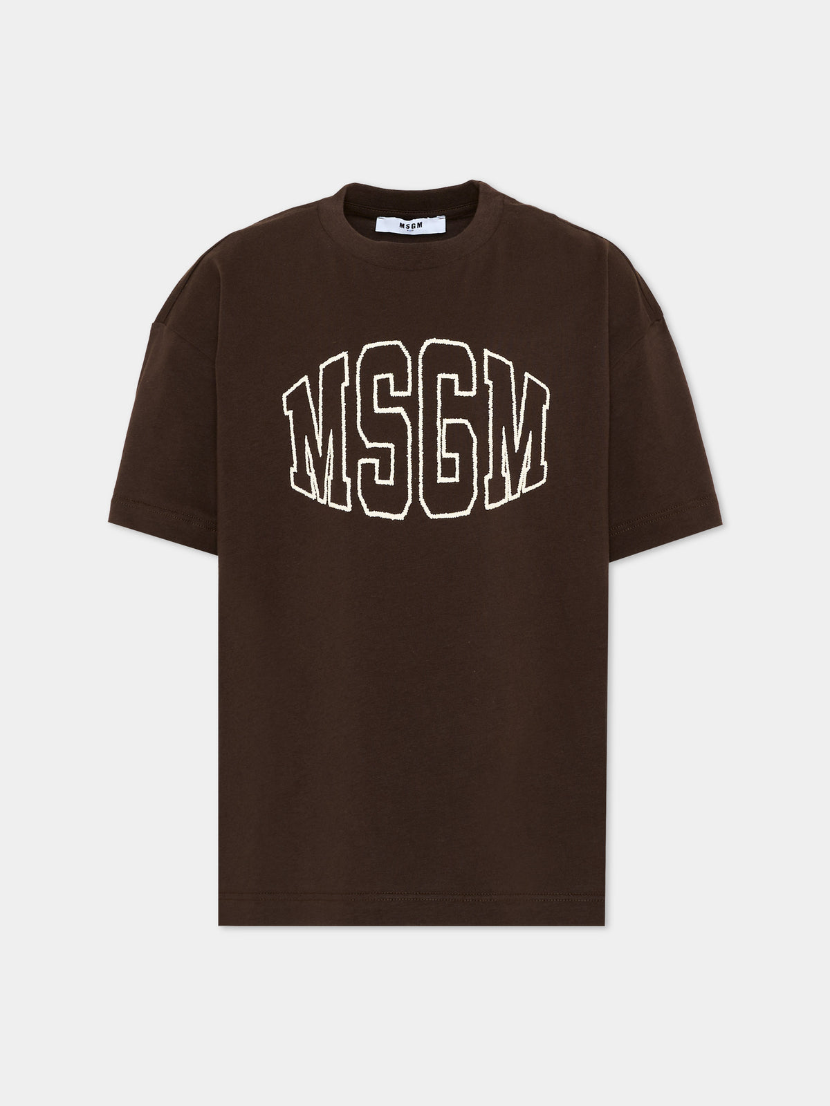 T-Shirt marrone MSGM per bambini logo,Msgm Kids,F6MSJUTH038 943