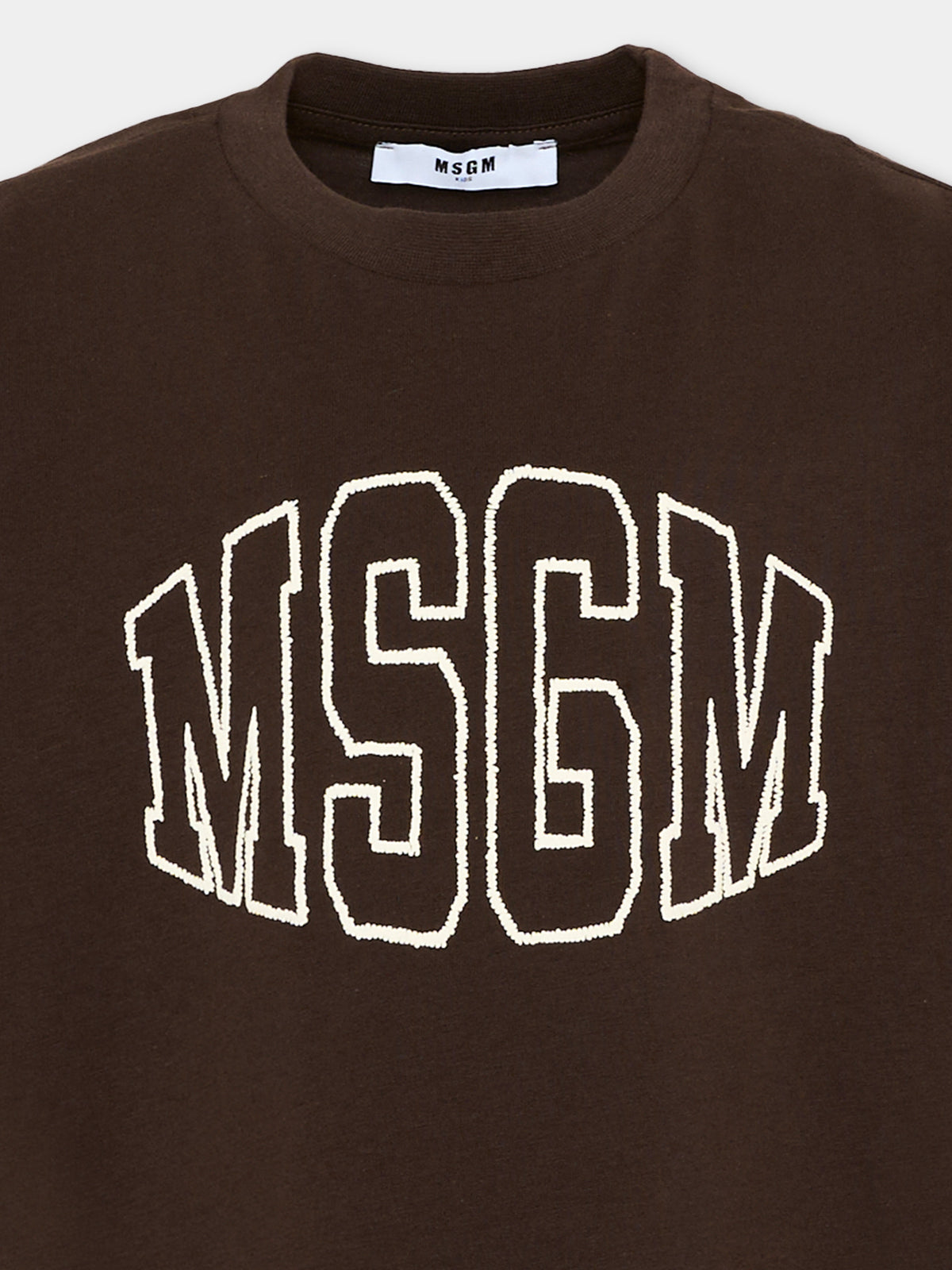 T-Shirt marrone MSGM per bambini logo,Msgm Kids,F6MSJUTH038 943