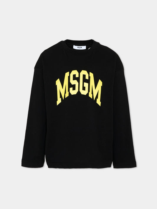 T-Shirt nera per bambini con logo,Msgm Kids,F6MSJUTH183 110