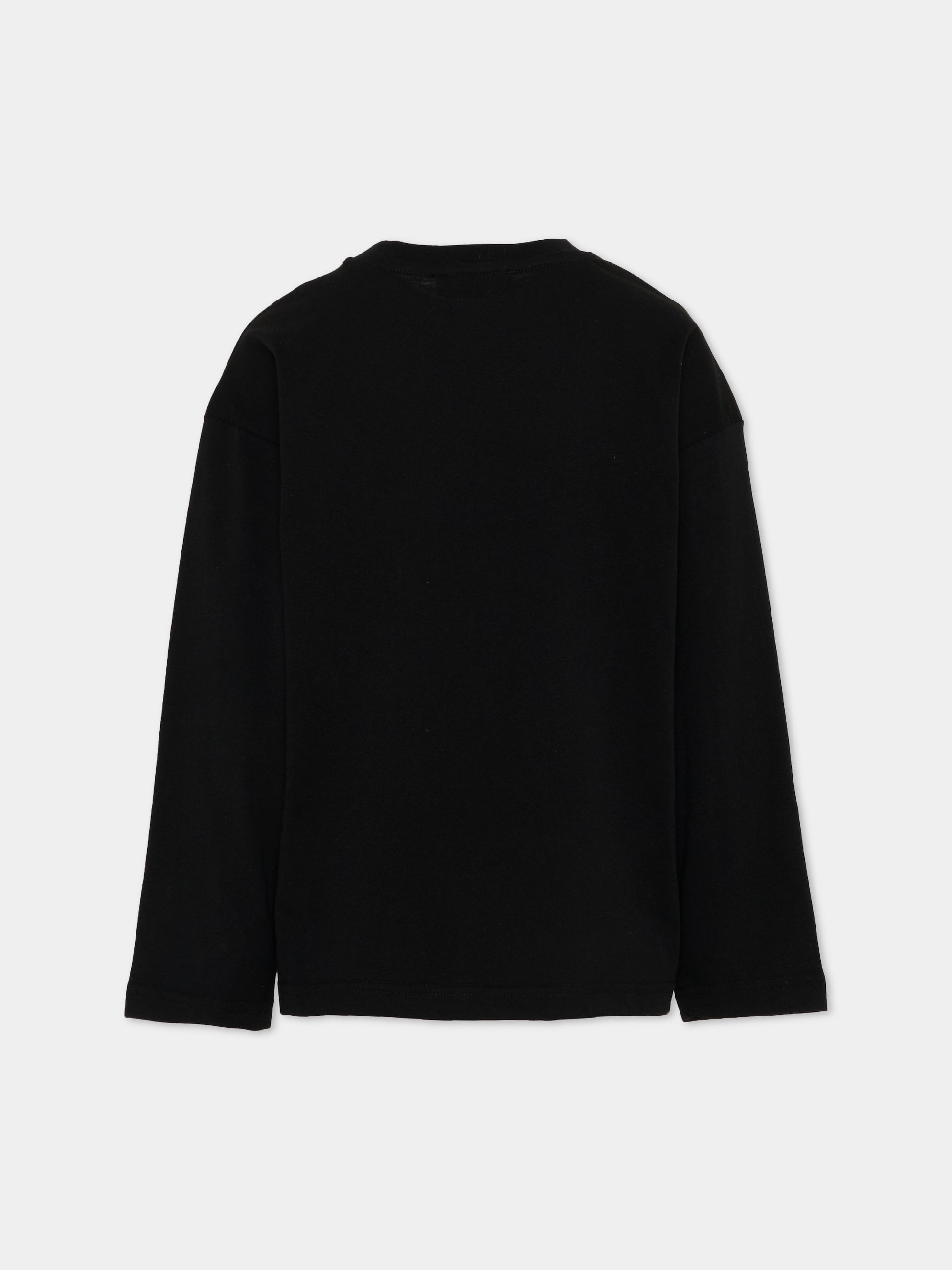 T-Shirt nera per bambini con logo,Msgm Kids,F6MSJUTH183 110