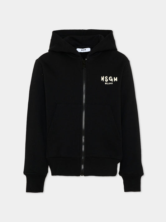 Felpa nera per bambini con logo,Msgm Kids,F6MSJUZH008 110