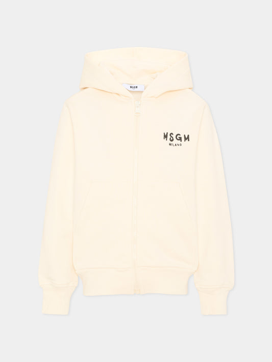 Felpa avorio per bambini con logo,Msgm Kids,F6MSJUZH008 013