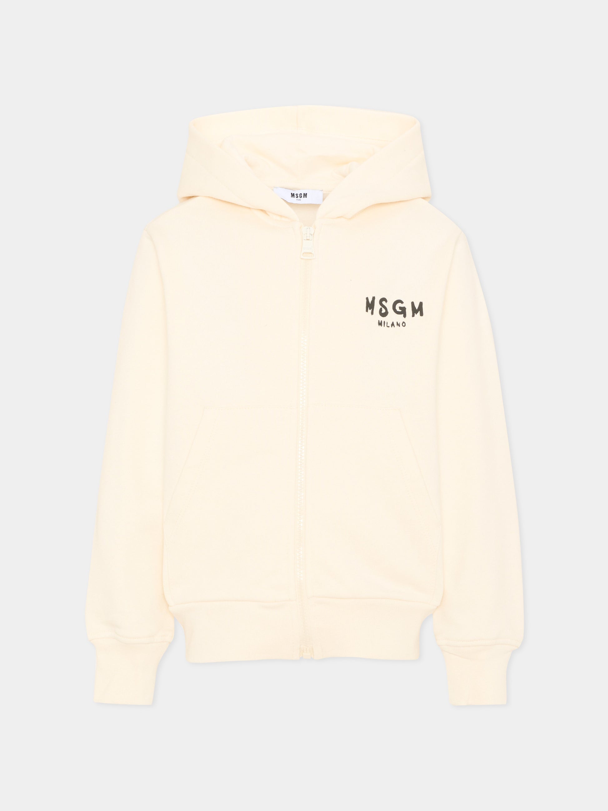 Felpa avorio per bambini con logo,Msgm Kids,F6MSJUZH008 013