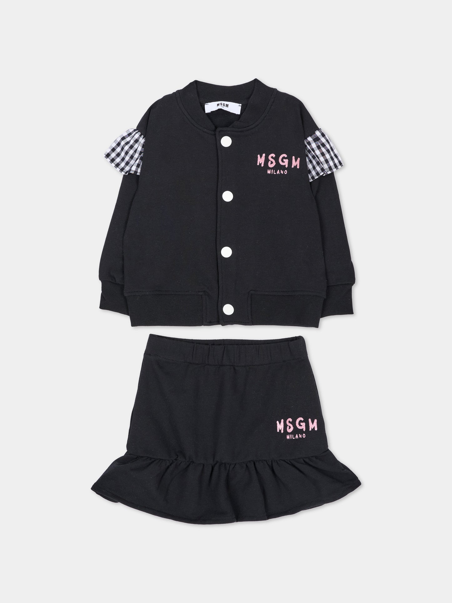 Completo sportivo lungo nero con logo,Msgm Kids,F6MSNGBS368 110