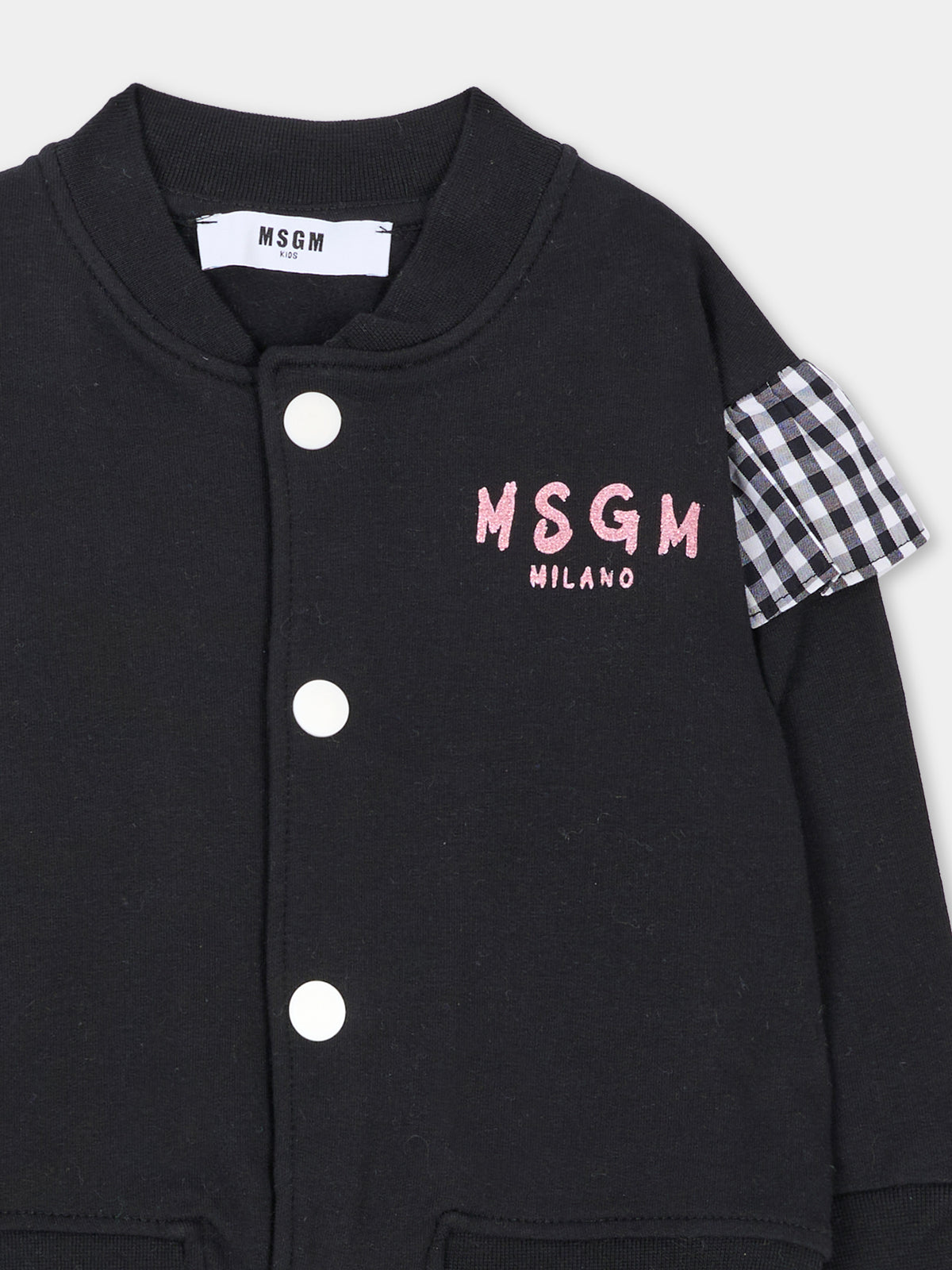 Completo sportivo lungo nero con logo,Msgm Kids,F6MSNGBS368 110