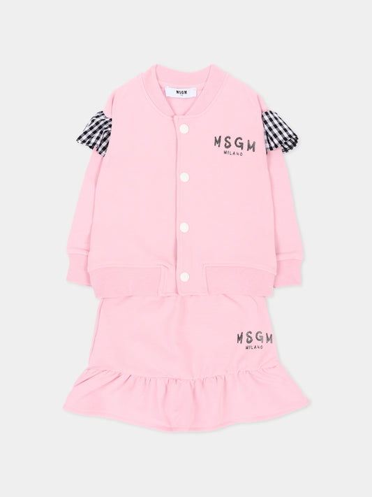 Completo sportivo lungo rosa con logo,Msgm Kids,F6MSNGBS368 MS090