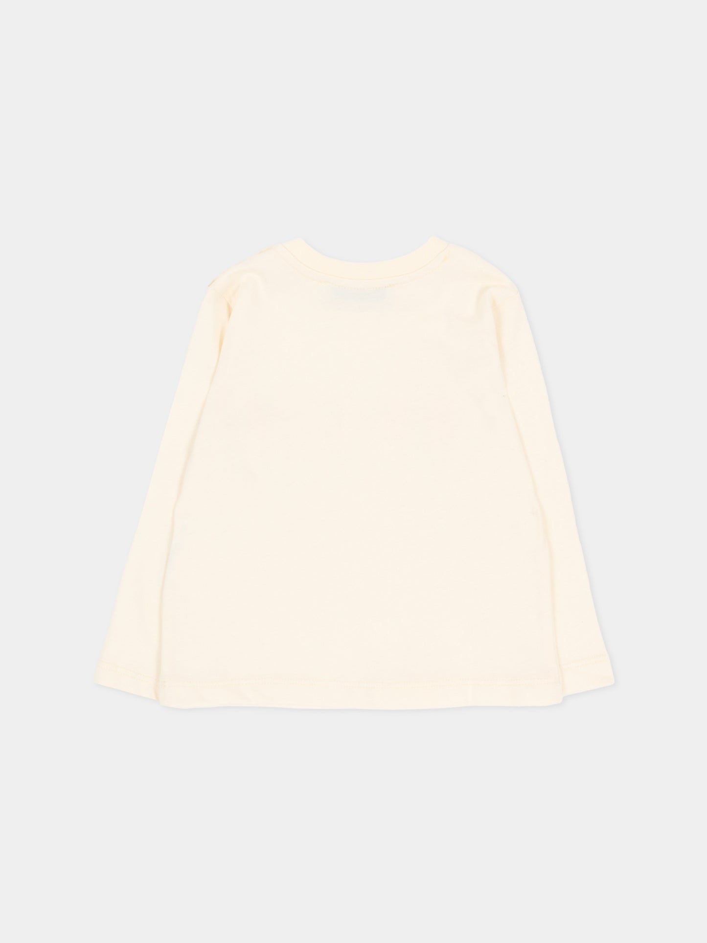 T-shirt a manica lunga avorio per neonata con logo,Msgm Kids,F6MSNGTH367 013