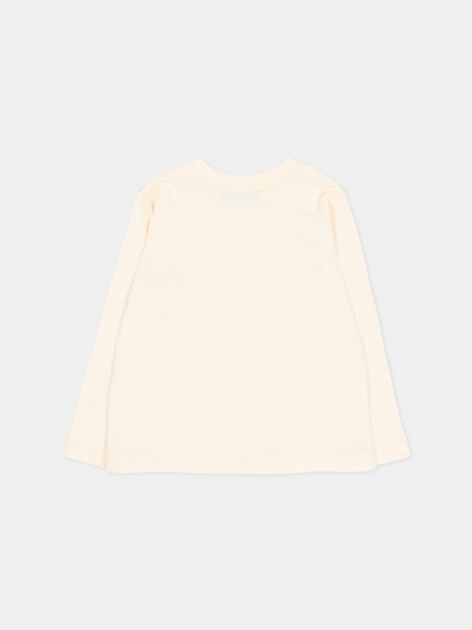 T-shirt a manica lunga avorio per neonata con logo,Msgm Kids,F6MSNGTH367 013