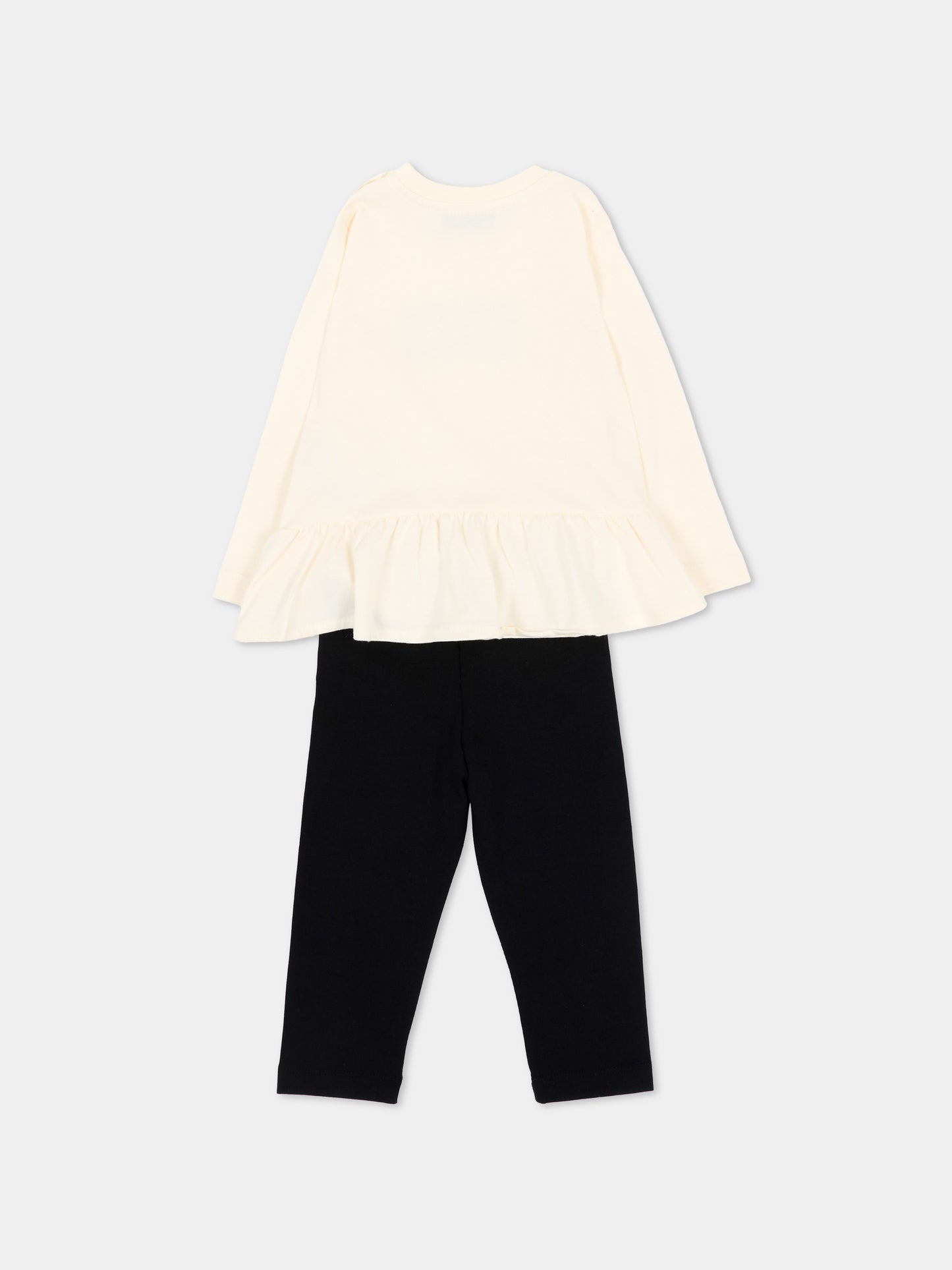 Completo sportivo lungo avorio per neonata con logo,Msgm Kids,F6MSNGTL328 013/05