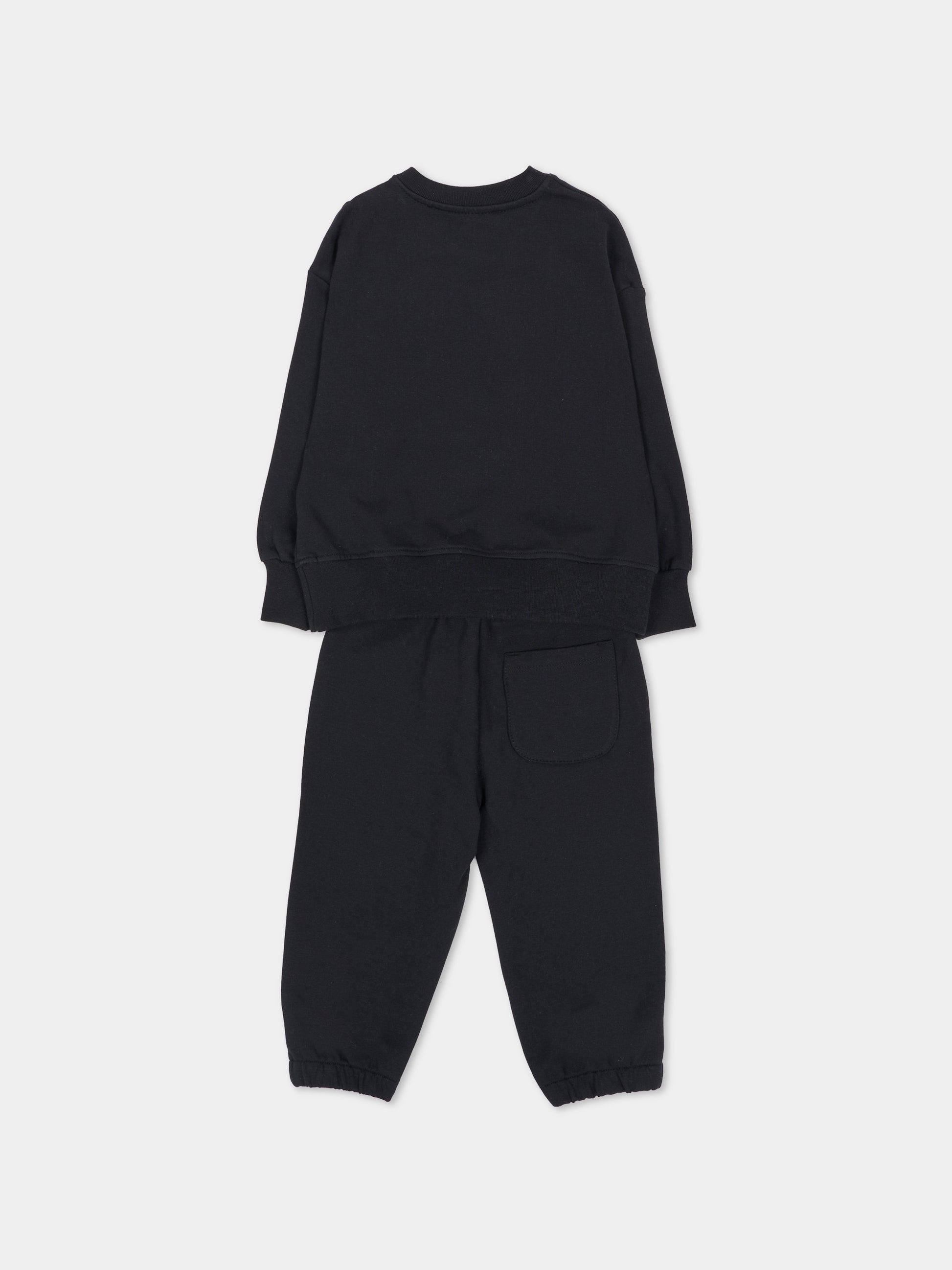Completo sportivo lungo nero per neonato con logo,Msgm Kids,F6MSUNTP341 110