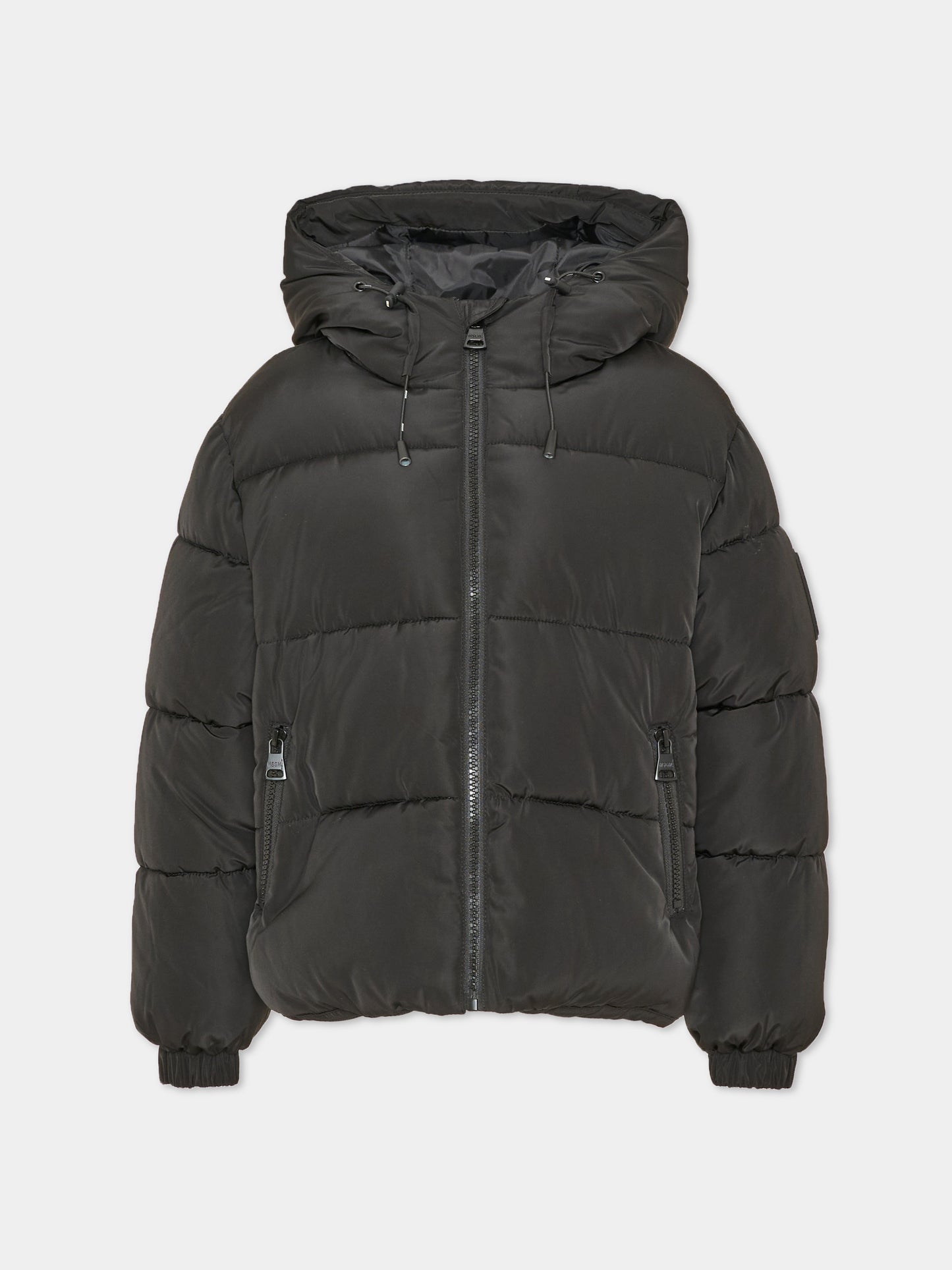 Piumino nero per bambini con cappuccio,Msgm Kids,F6MSJUPF003 110