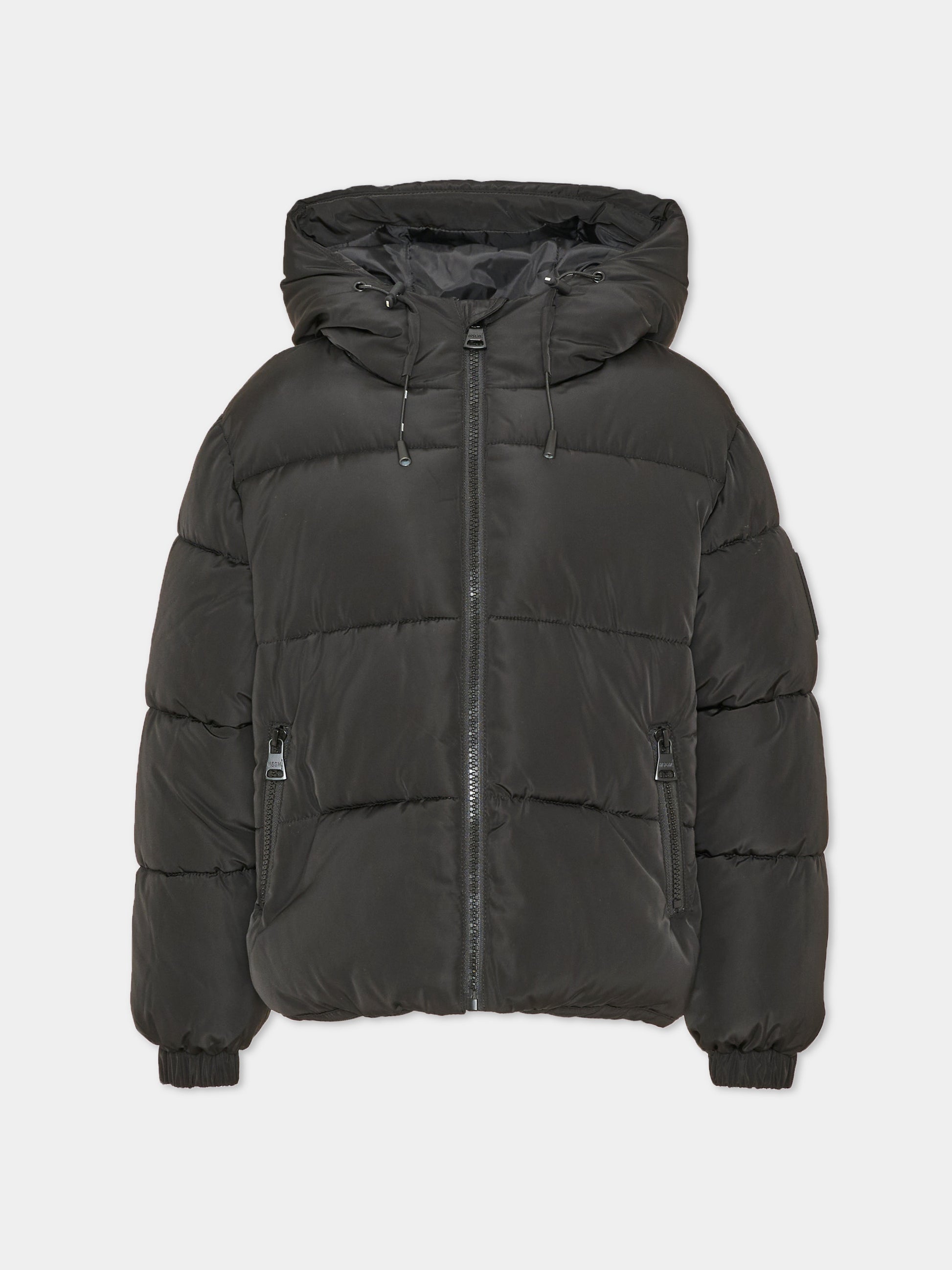 Piumino nero per bambini con cappuccio,Msgm Kids,F6MSJUPF003 110