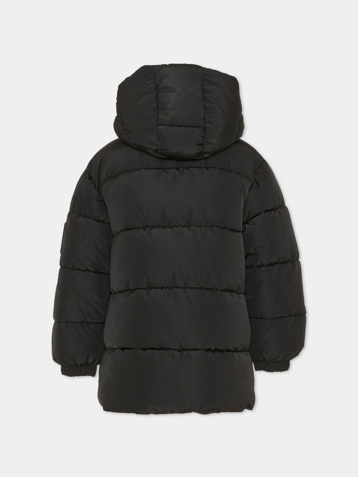 Piumino nero per bambini con cappuccio,Msgm Kids,F6MSJUPF004 110