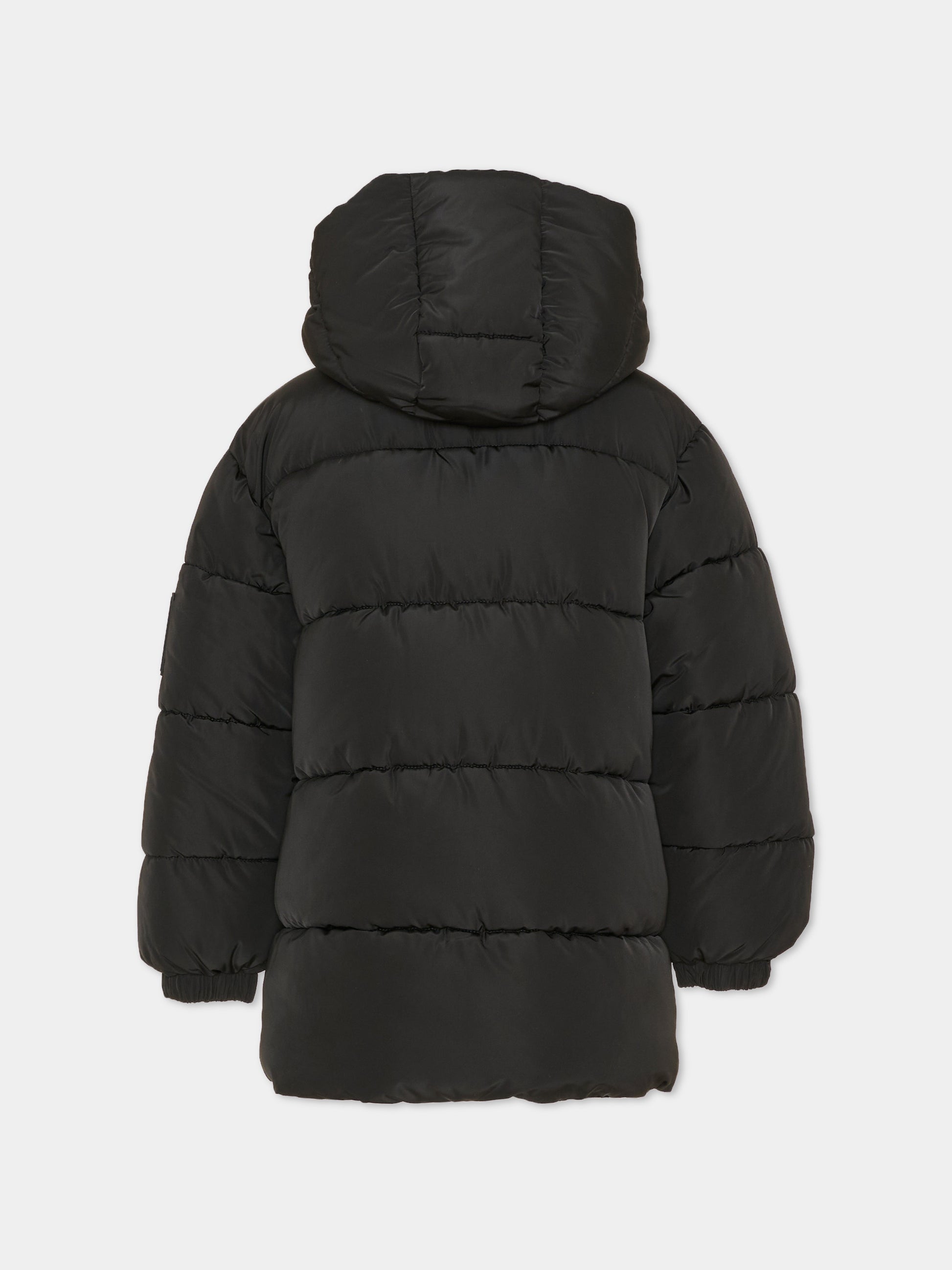 Piumino nero per bambini con cappuccio,Msgm Kids,F6MSJUPF004 110