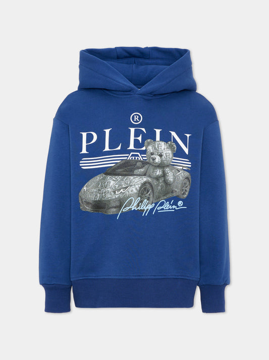 Felpa blu per bambino con logo,Philipp Plein Junior,F6PHJBHS147 061