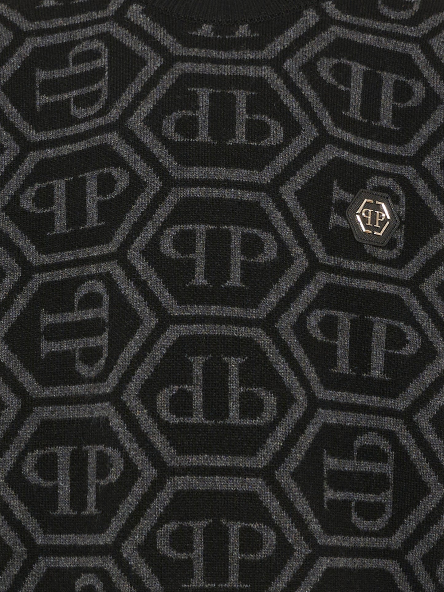 Maglione nero per bambino con monogram,Philipp Plein Junior,F6PHJBJP140 110
