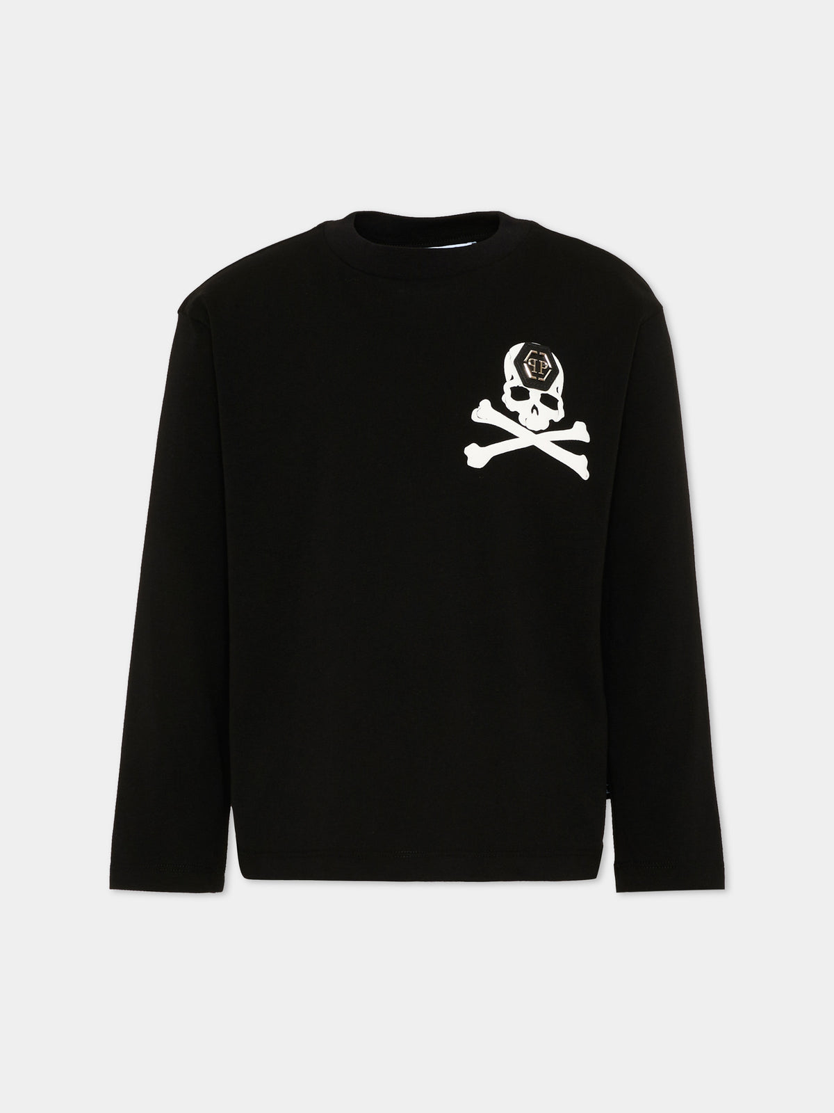 T-Shirt nera per bambino con logo,Philipp Plein Junior,F6PHJBTH168 110