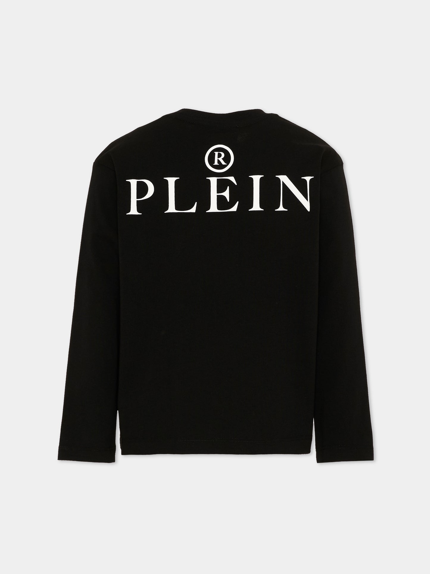 T-Shirt nera per bambino con logo,Philipp Plein Junior,F6PHJBTH168 110