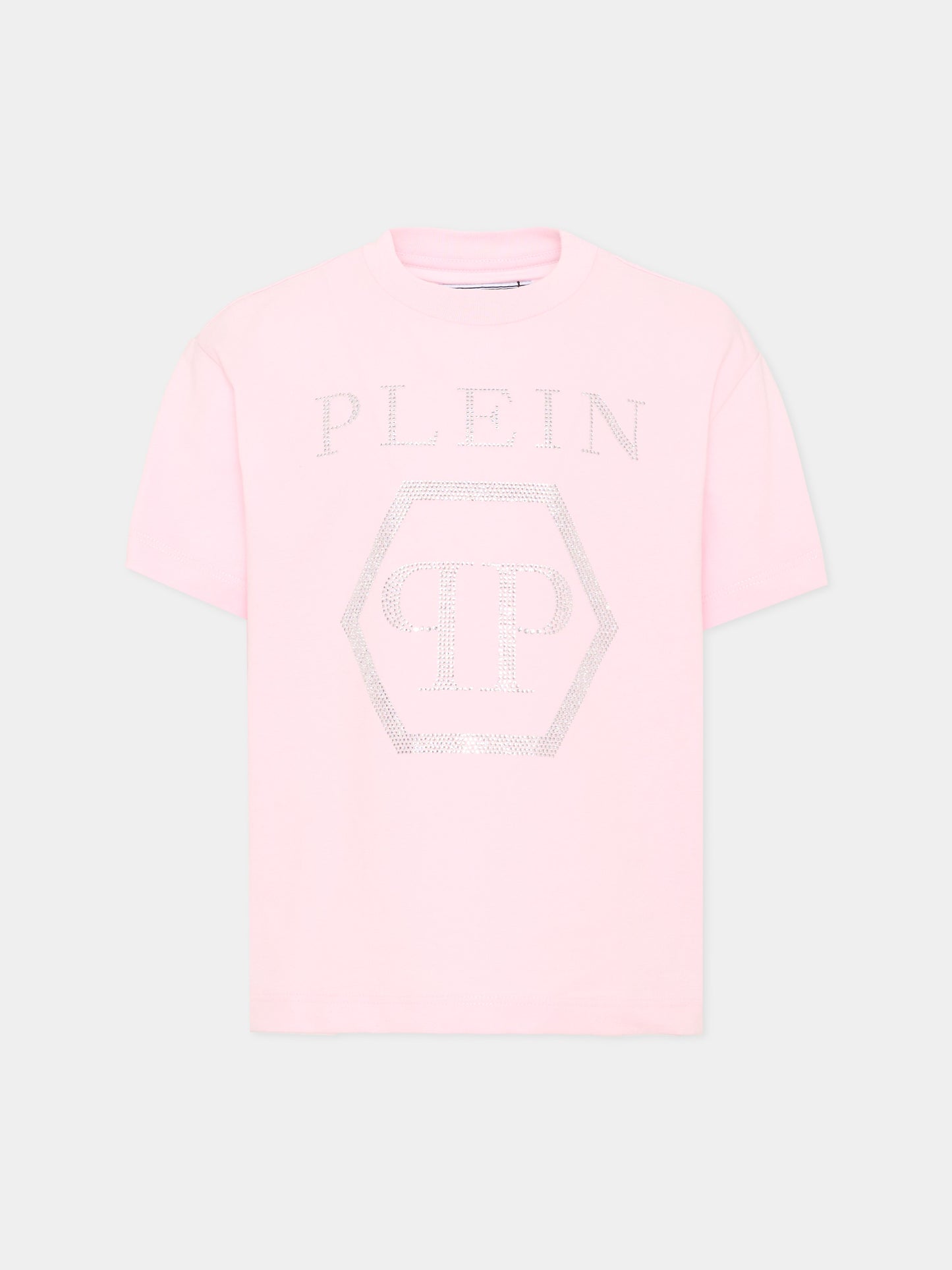 T-shirt rosa per bambina con logo,Philipp Plein Junior,F6PHJGTH022 042