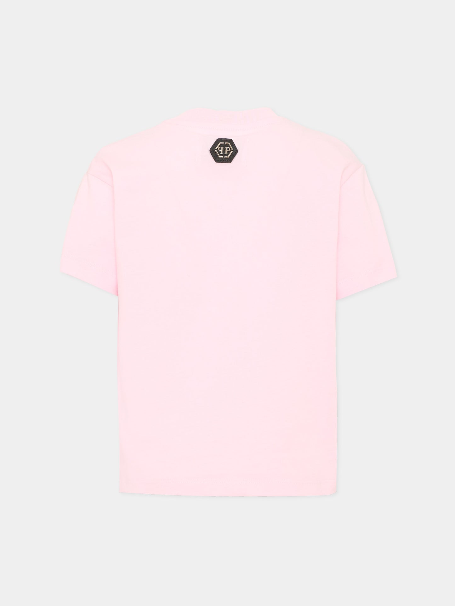 T-shirt rosa per bambina con logo,Philipp Plein Junior,F6PHJGTH022 042