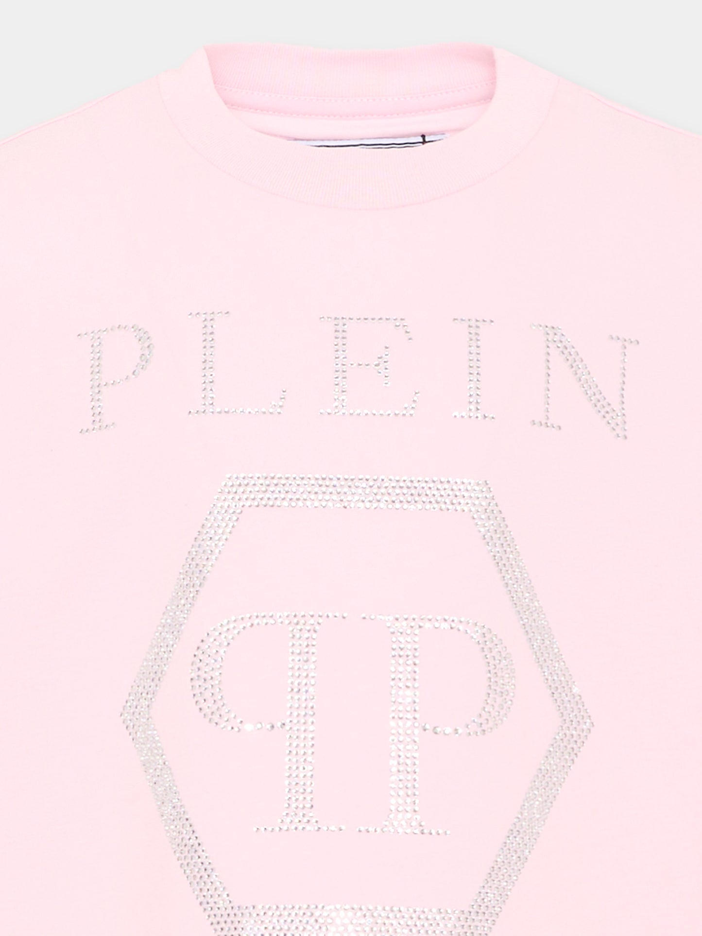 T-shirt rosa per bambina con logo,Philipp Plein Junior,F6PHJGTH022 042