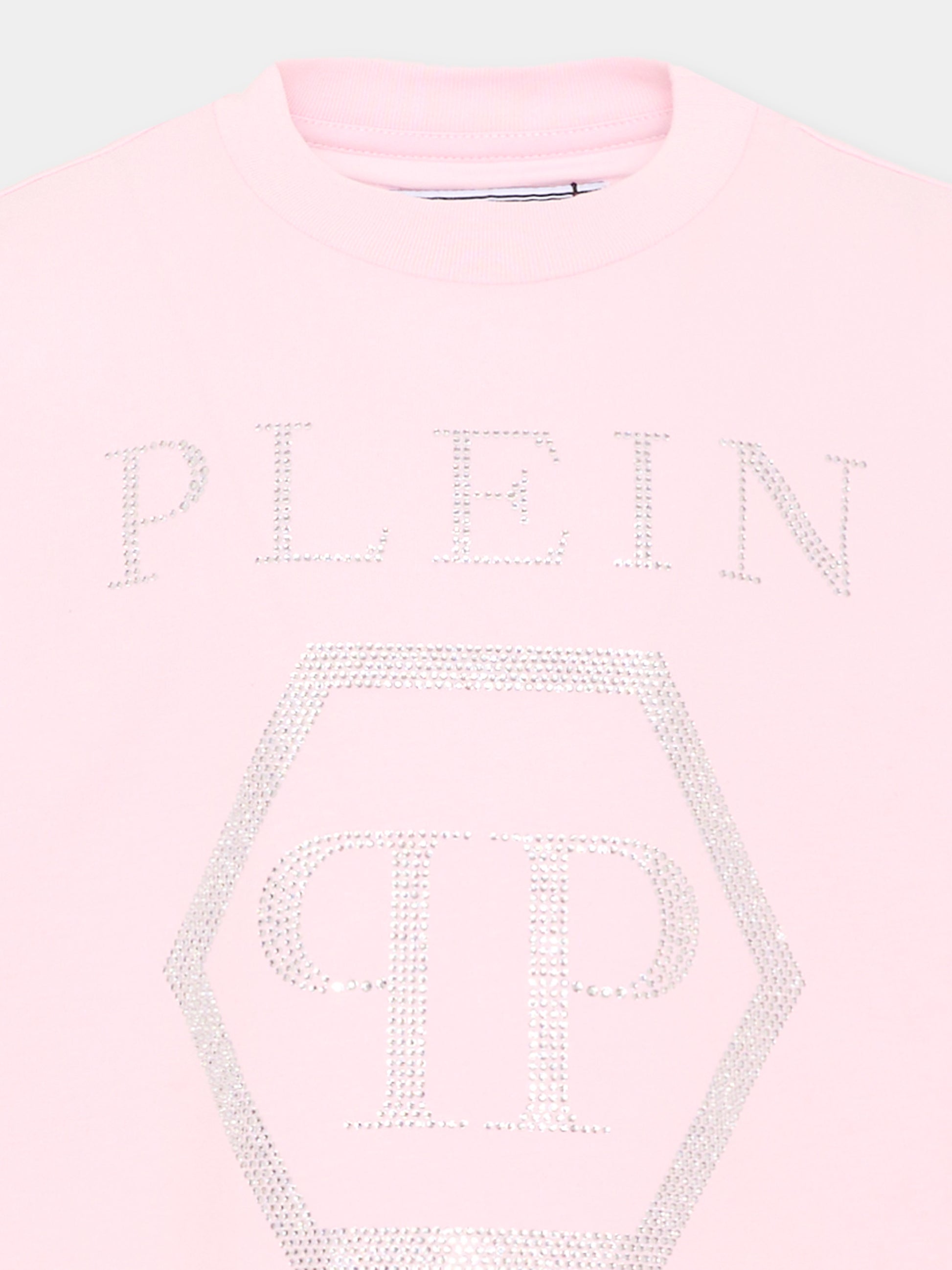 T-shirt rosa per bambina con logo,Philipp Plein Junior,F6PHJGTH022 042