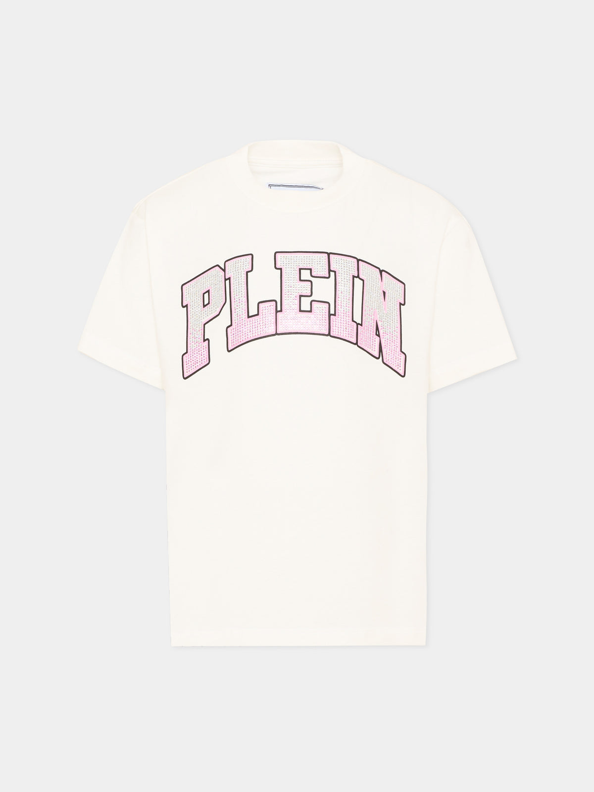 T-shirt avorio per bambina con logo,Philipp Plein Junior,F6PHJGTH042 002