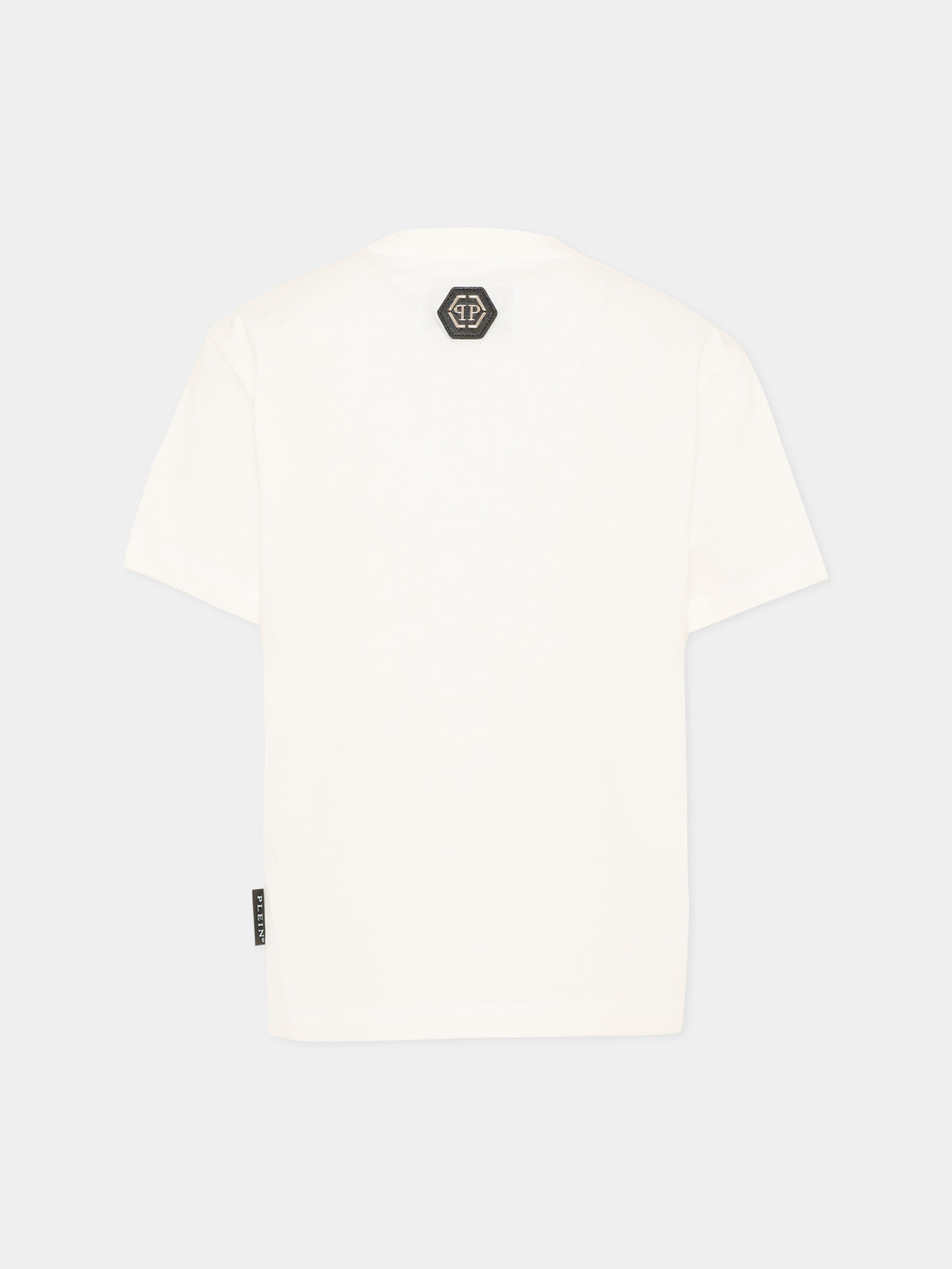 T-shirt avorio per bambina con logo,Philipp Plein Junior,F6PHJGTH042 002