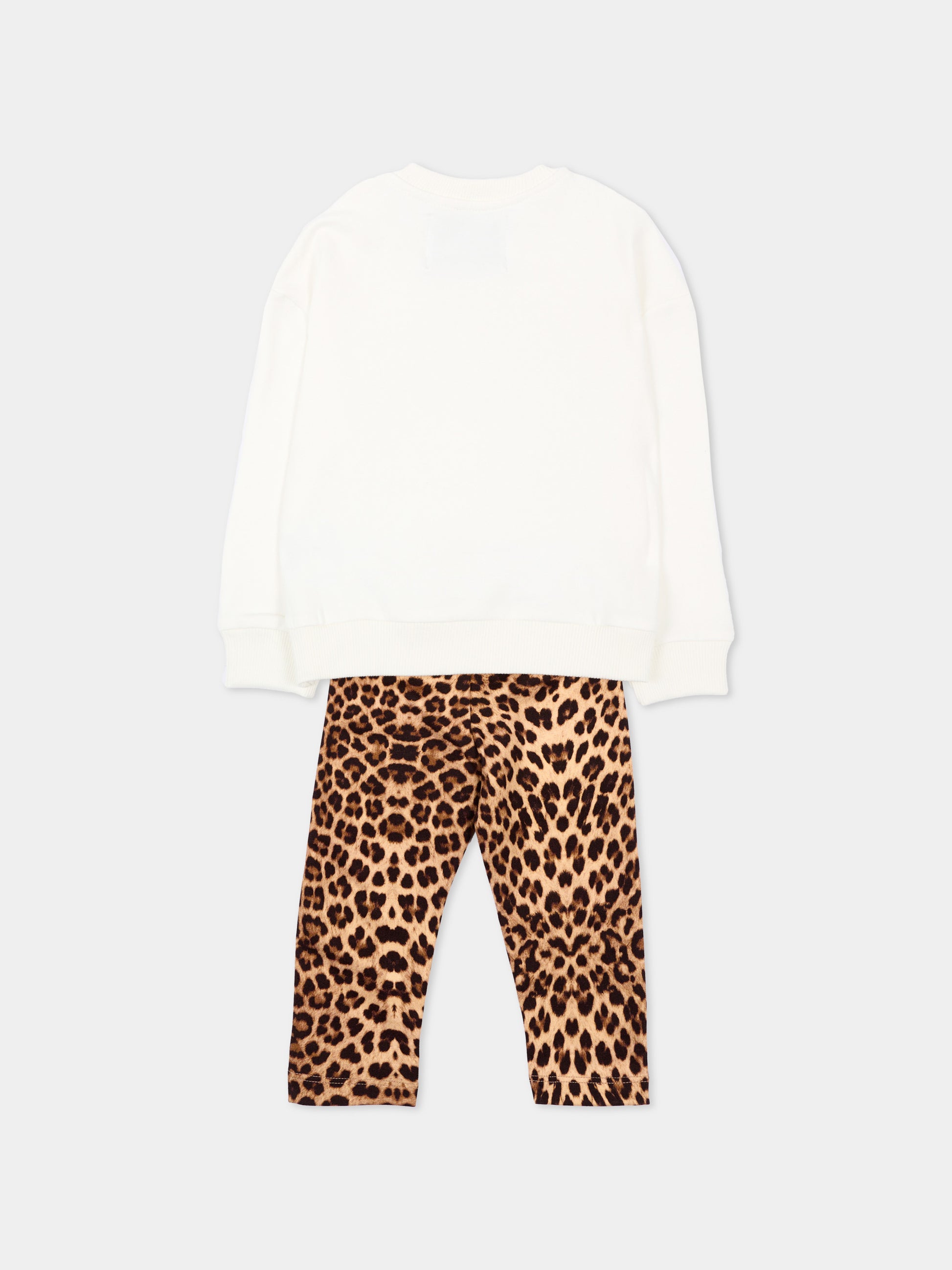Completo sportivo lungo avorio per neonata animalier,Philipp Plein Junior,F6PHNGML184 002
