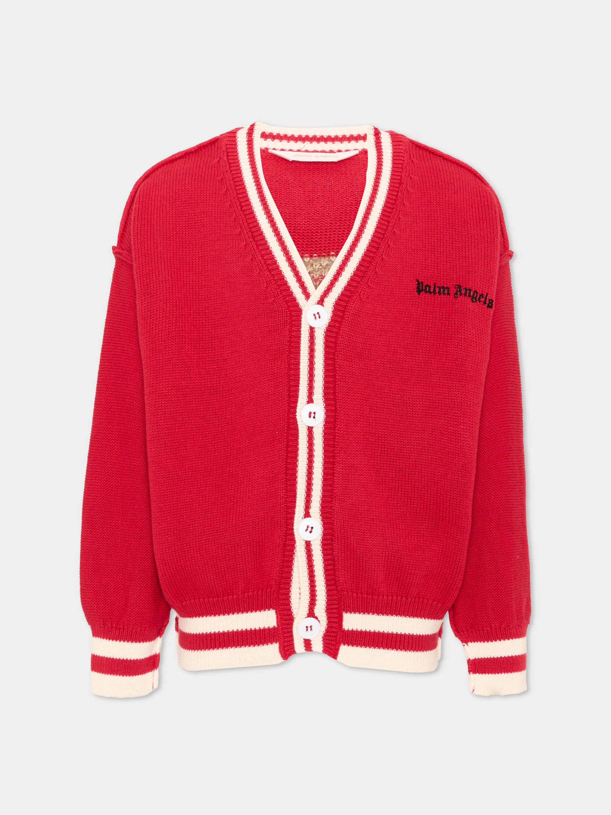 Cardigan rosso per bambino con Teddy Bear,Palm Angels,F6PAJBCA151 040