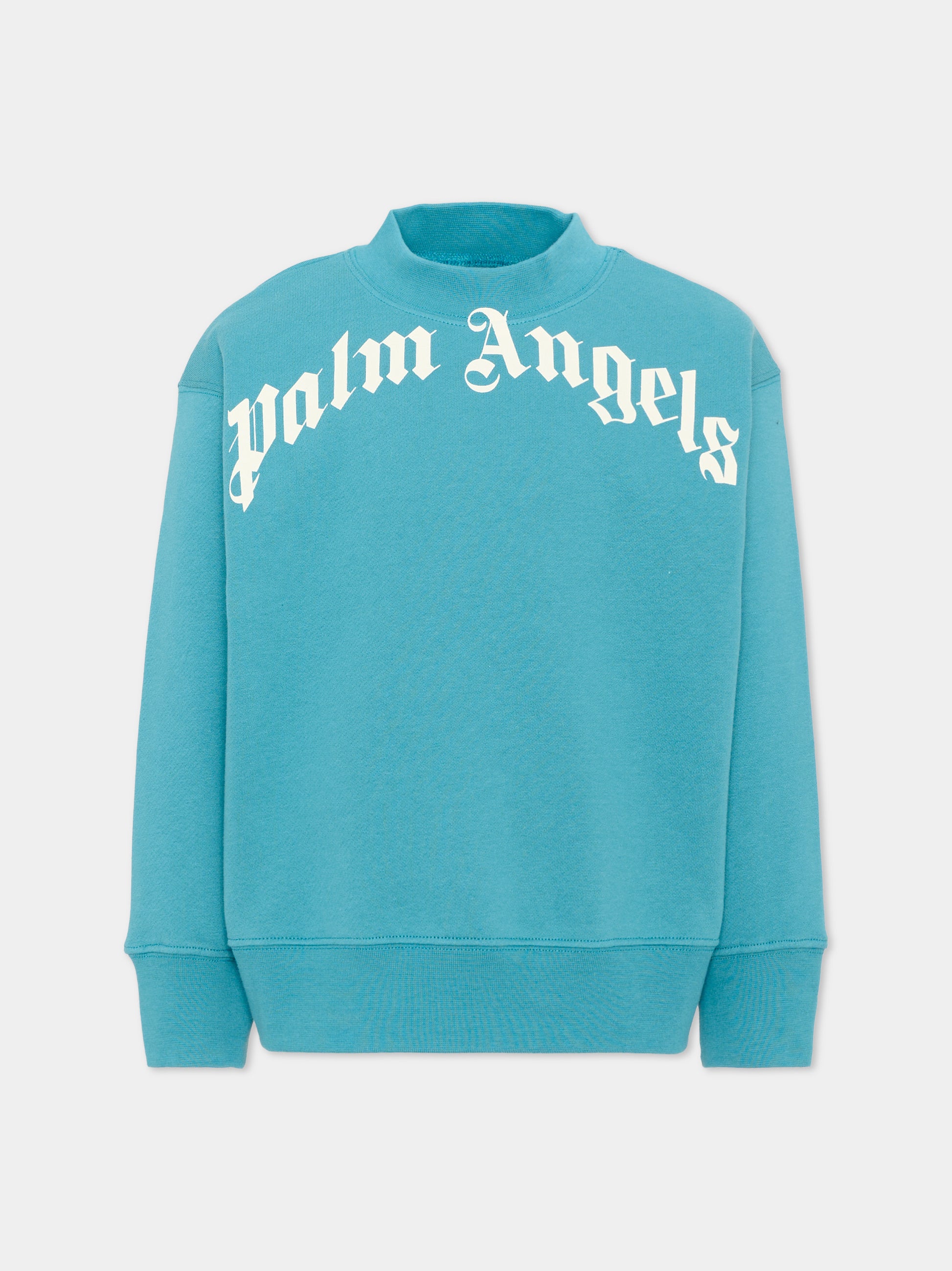 Felpa azzurra per bambini con logo,Palm Angels,F6PAJBSW014 1527